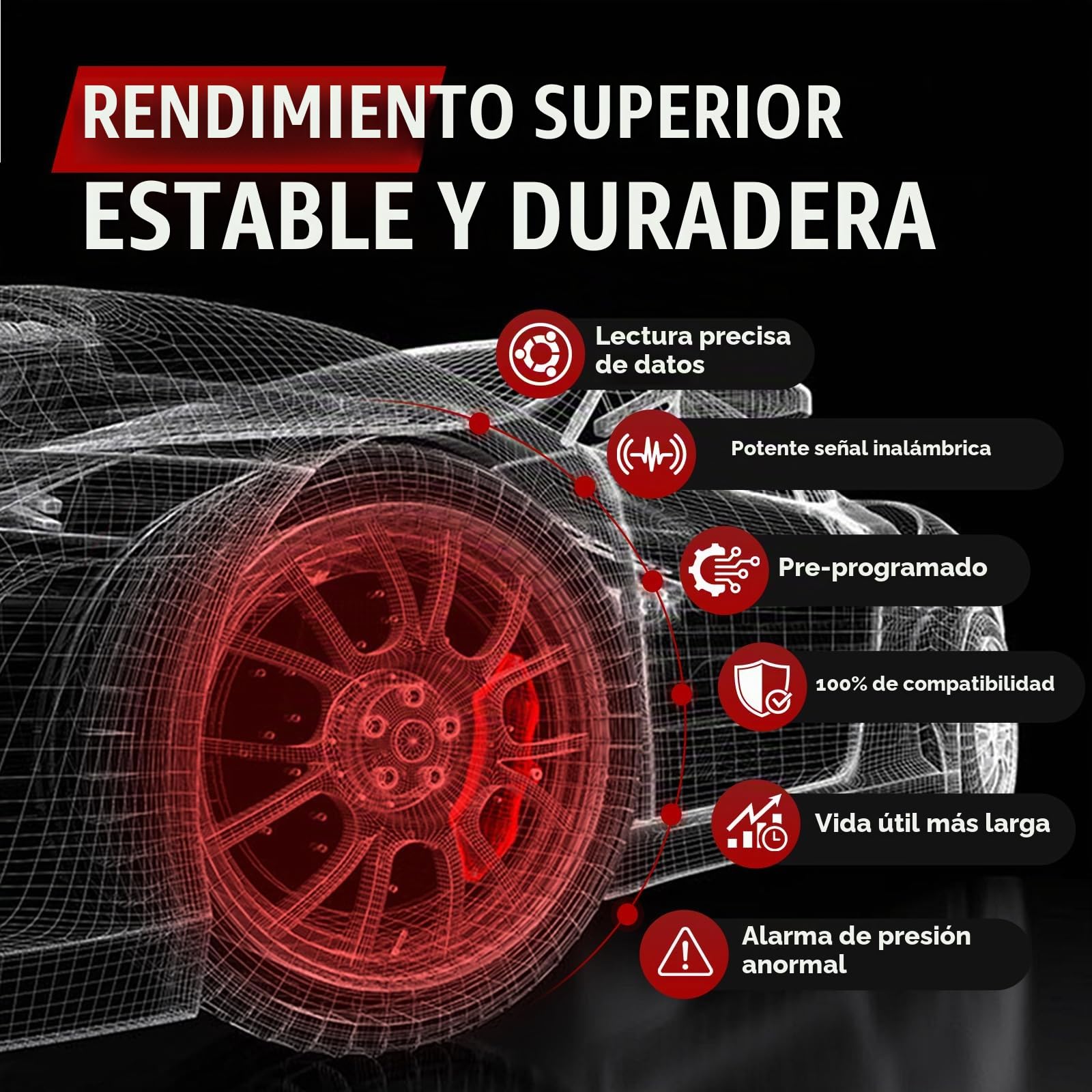 CARORAV Sensor TPMS Tesla, Sistema de Monitorización de Presión de Neumáticos Bluetooth apto para 2020 2021 2022 2023 2024 2025 Tesla Model S, Model X, Model Y, Model 3, Juego de 4 Reemplaza 1472547G
