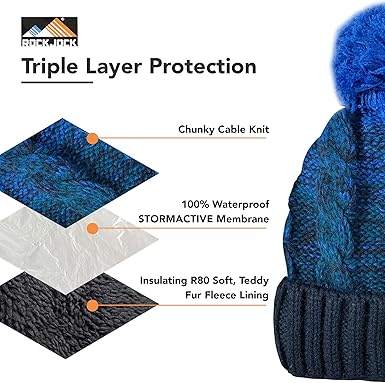 Bonnet Dhiver STORMACTIVE 100% étanche En Maille Torsadée Avec Pompon Et Doublure Thermique Confortable Taille Unique Natural  Facd2f34 B8bd 5893 B5b5 7013f5b4a1cf