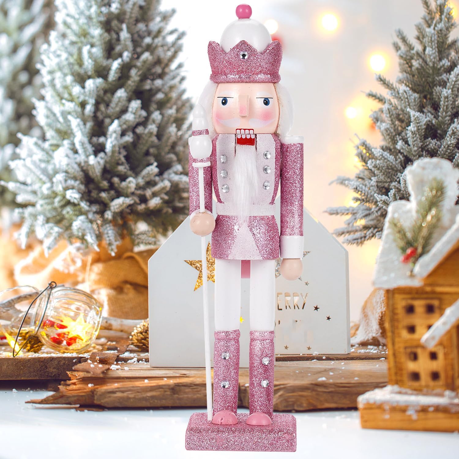 12" Christmas Decorations Nutcracker Ornaments,Traditional Wooden Nutcracker Figures Soldier,Festive Collectible Christmas Nutcracker Gift forTable Desktop Fireplace