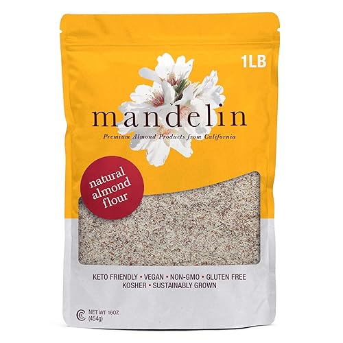 Mandelin Grower Direct - Harina de almendras natural pura con piel 1 libra superfina sin OMG sin gluten vegana keto apta para dieta a base de
