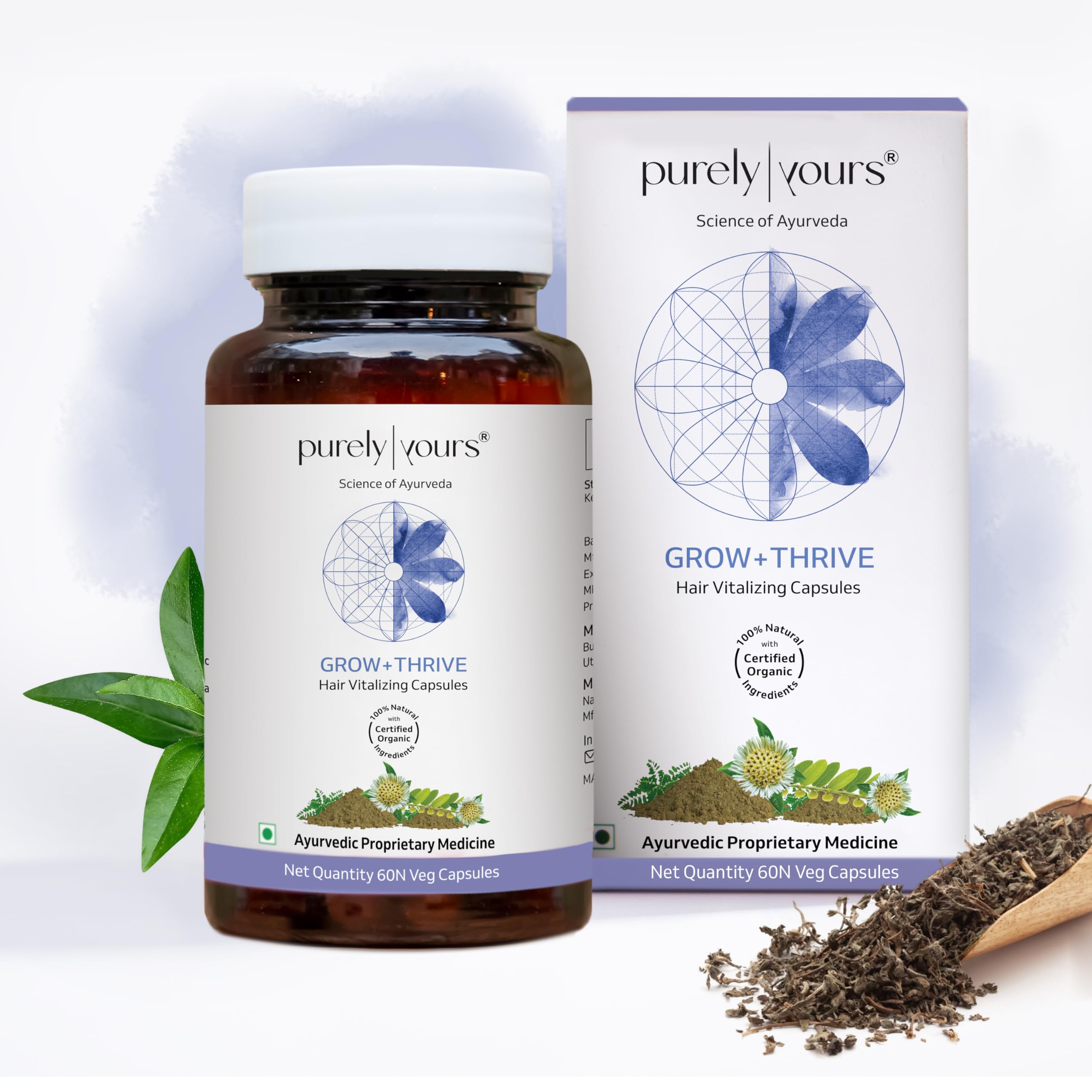 Grow + Thrive | Hair Vitalizing Capsules | Improves Scalp Health | Controls Hair Fall | Hair Growth Supplements for Men & Women | 60 Veg Capsules