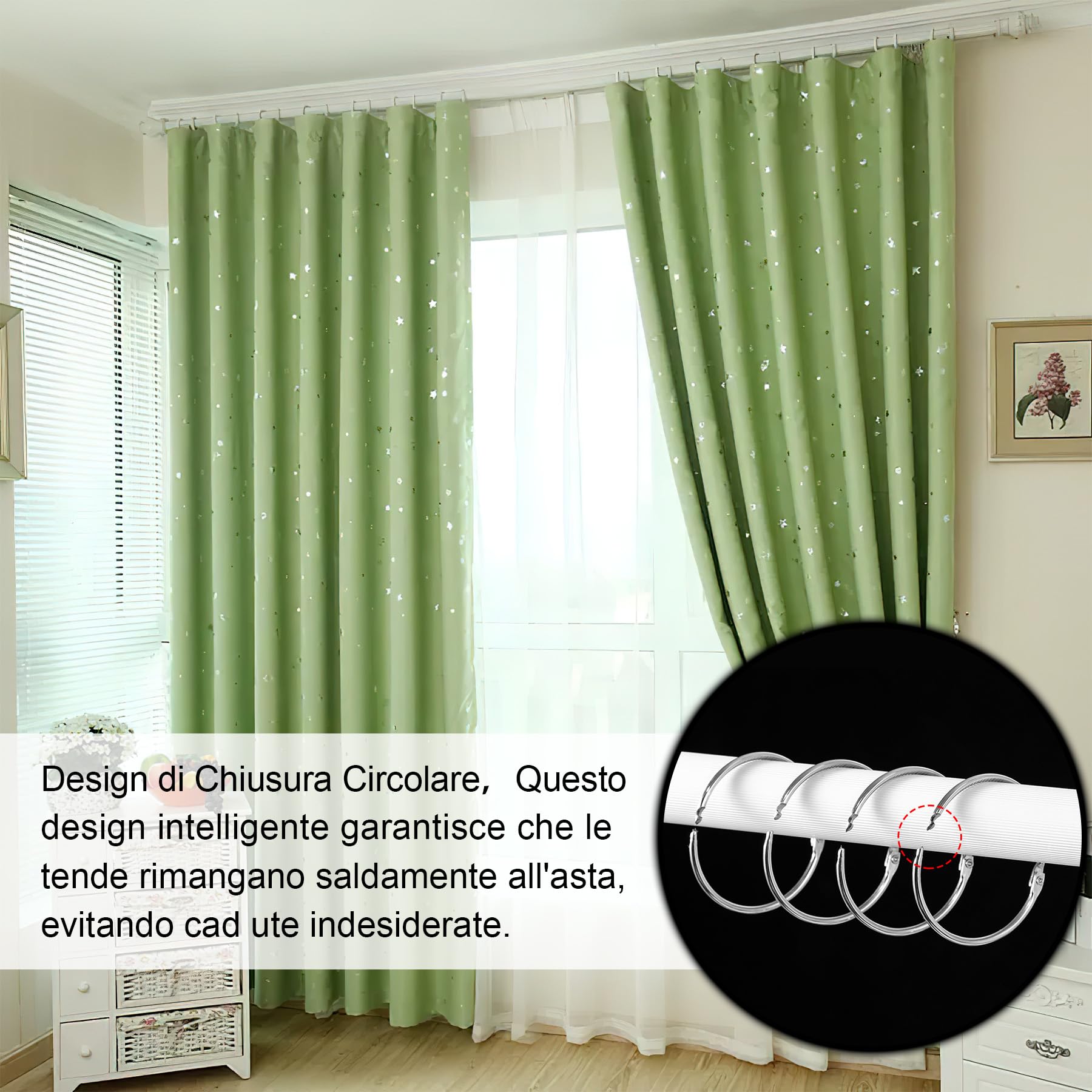 Ganci Adesivi Per Bacchette Tenda - Bianco 10 Pezzi - Foto 2