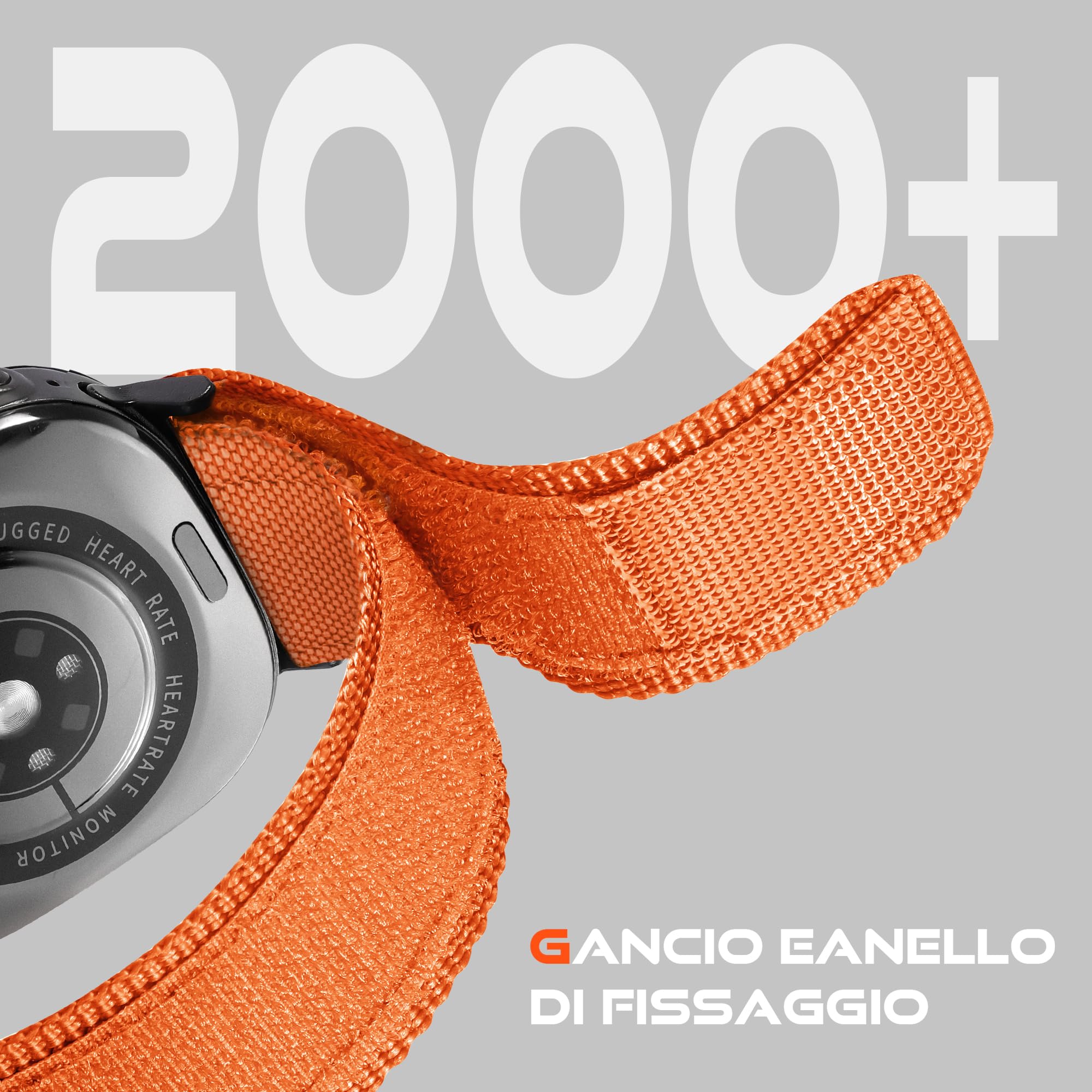 Bandletic Compatibile con Cinturino Samsung Galaxy Watch Ultra/Ultra 2 47mm | Nylon Morbido Traspirante Sport Band con Hebilla Magnética V Fidlock per Galaxy Watch Ultra 47mm per Donne Uomini, Arancia