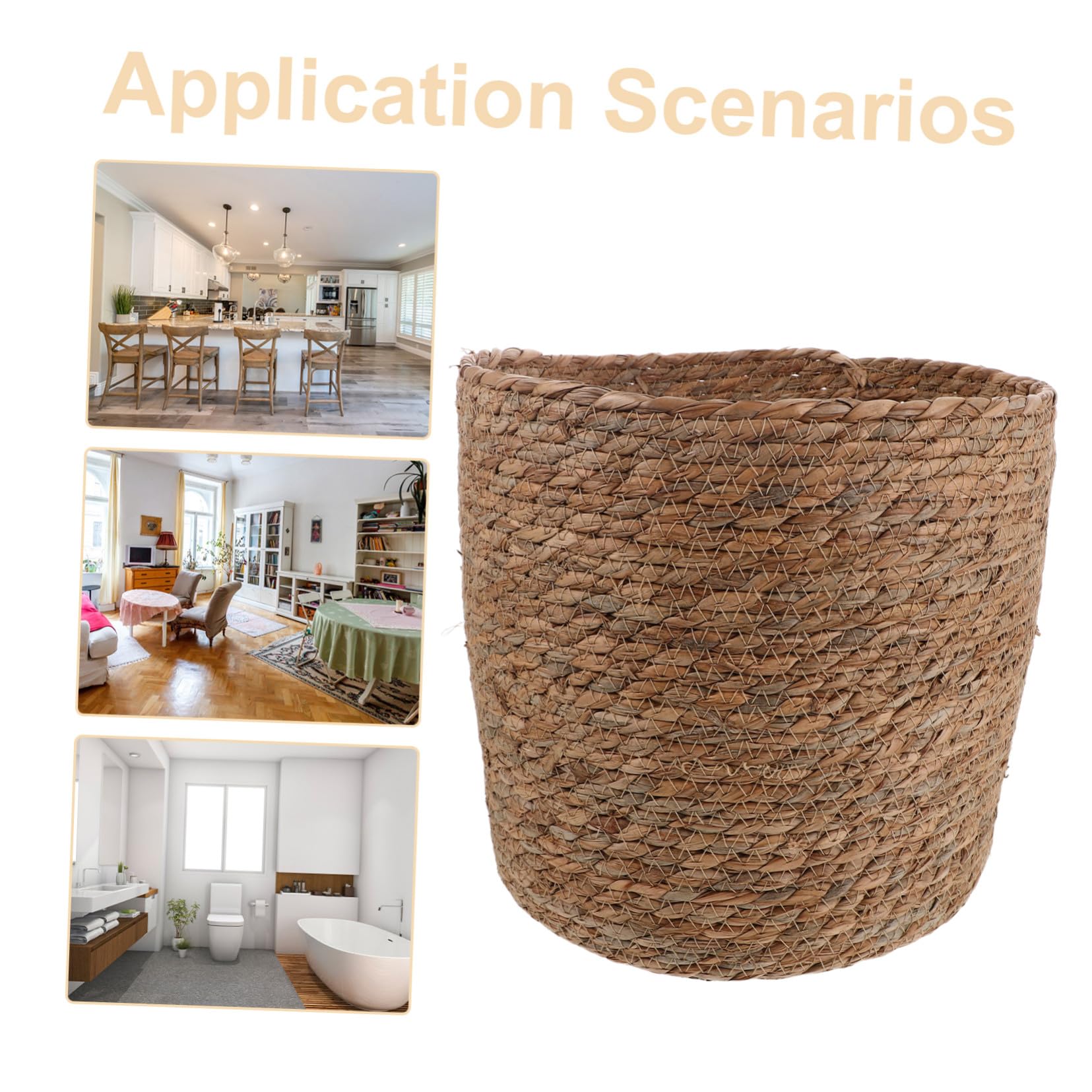 TOPBATHY Cesto Rettangolare in Paglia Intrecciata Artigianalmente per Organizzazione Cancelleria, Contenitore Rustico Minimalista per Scaffali Domestici e Ufficio
