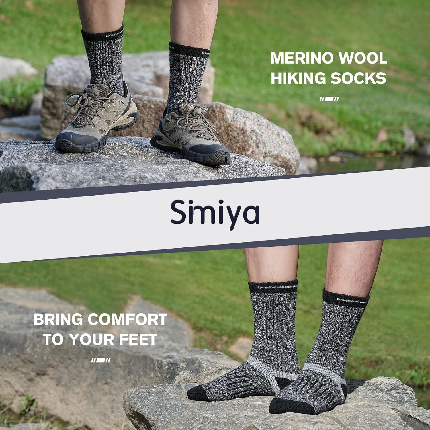 SIMIYA Thick Merino Wool Socks for Men Warm Hiking Socks Thermal Crew Socks in Cold Weather for Men & Women（5 Pairs） - Image 6