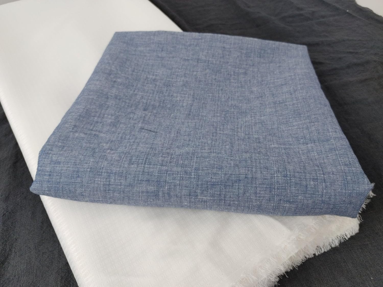 Linen Cotton Double Face Fabric Reversible 2988 Blue