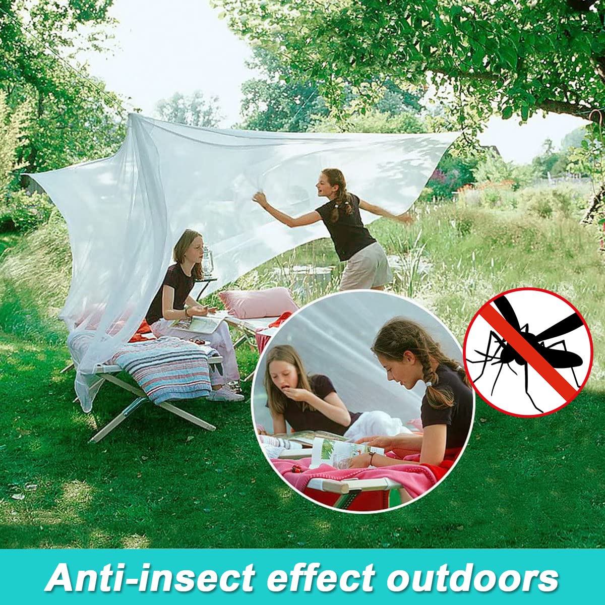 Moustiquaire de lit carrée, Baldaquin en Polyester Lits, Moustiquaire pour lit Double et lit Simple avec Outil d'installation, pour se protéger efficacement des moustiques, Blanc (2 * 2 * 1.8cm)