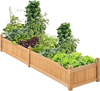 221 x 51 x 27.5 cm Wooden Raised Garden Bed, Horticulture Wood Rectangular Garden Planter Outdoor, Raised Planter Box for Yard/Greenhouse/Vegetable/Flower/Herbs, Light Brown