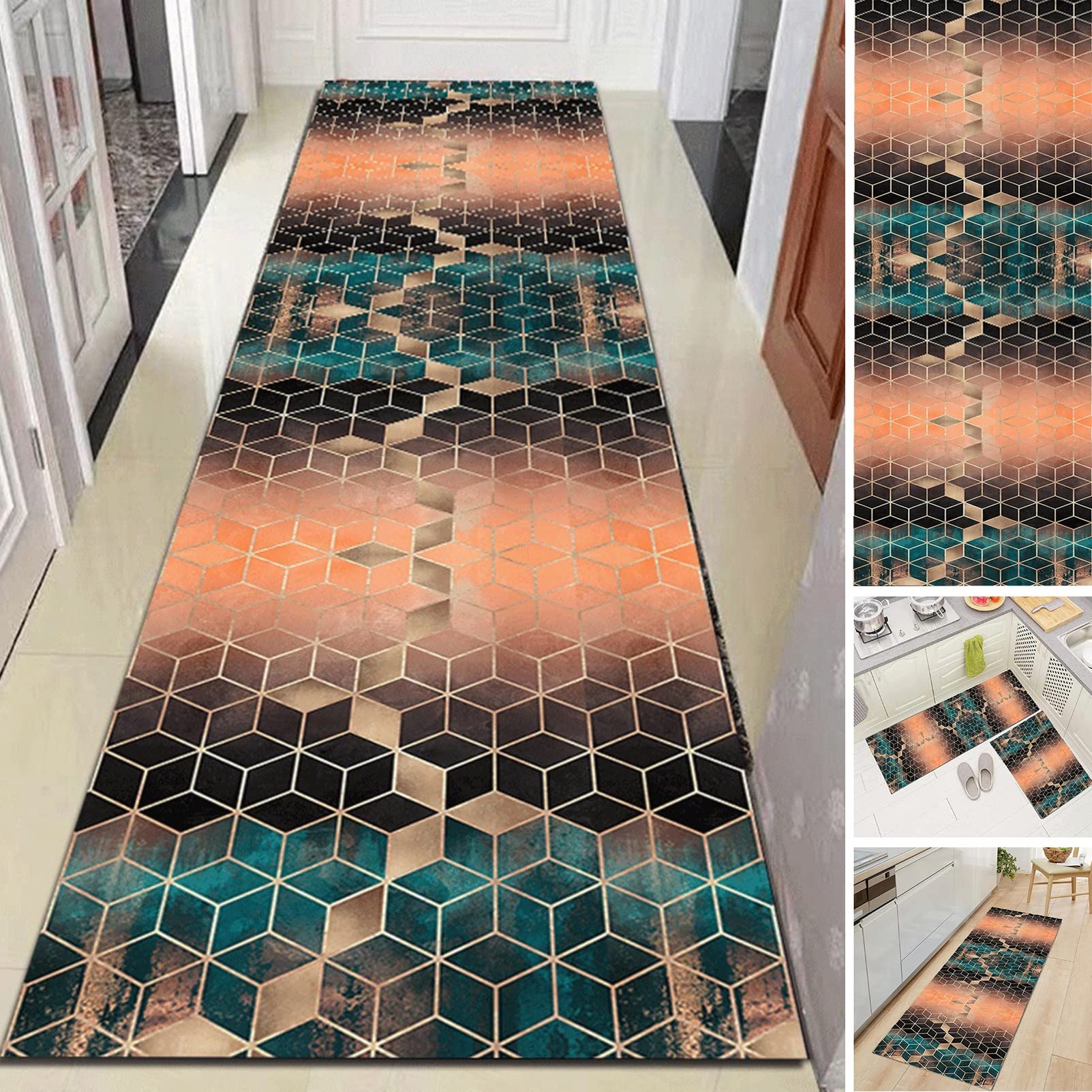 Tapis de couloir antidérapant lavable et tapis de cuisine résistant