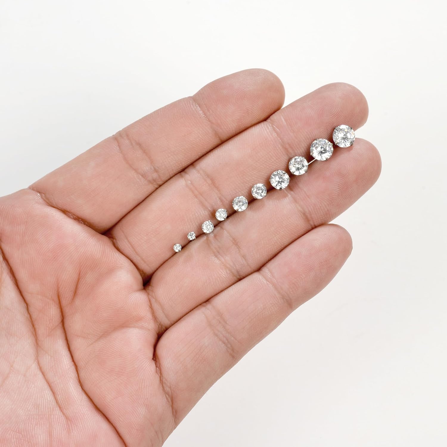 Tornito 5 Pairs 20G Titanium Threadless Flat Back Earrings Push-in Round Cubic Zirconia Earrings Studs Set Cartilage Earring Tragus Helix Piercing Jewelry For Men Women 2-6mm Silver Tone - Image 6