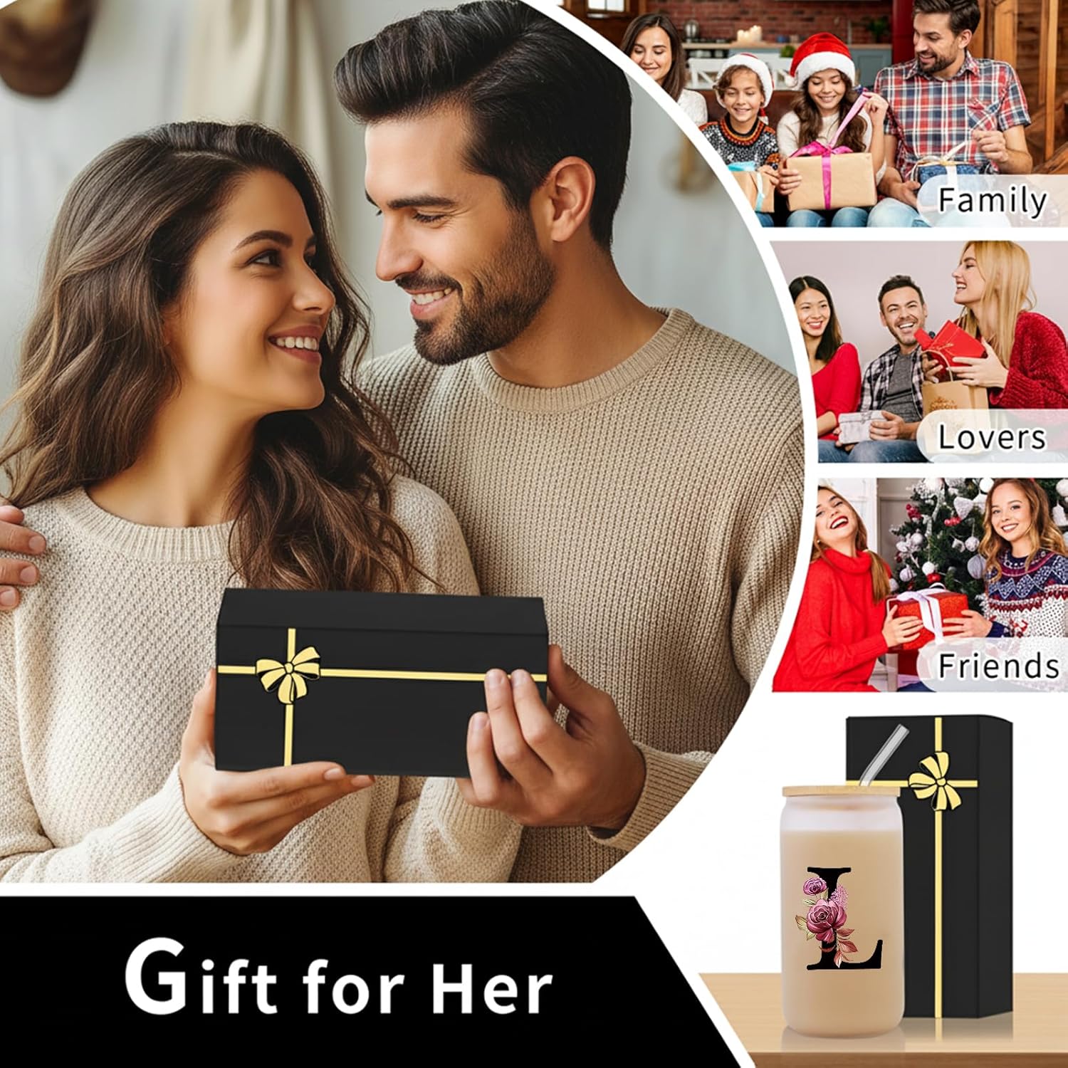 Wulcea Monogrammed Glass Drinking Cup With Lid Straw Women Lady Boss Coworker Colleague Manager Team Member Employee Gifts Executive Assistant Inter Birthday Farewell Leaving Retirement Christmas,L - Image 5