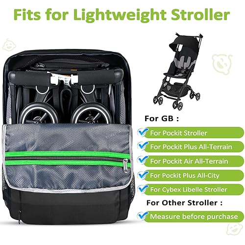 Miniatura 2 de Bolsa de cochecito para avión compatible con Gb Pockit+ All City, Pockit+ todo terreno, bolsa de almacenamiento plegable con bolsillos para viaje de
