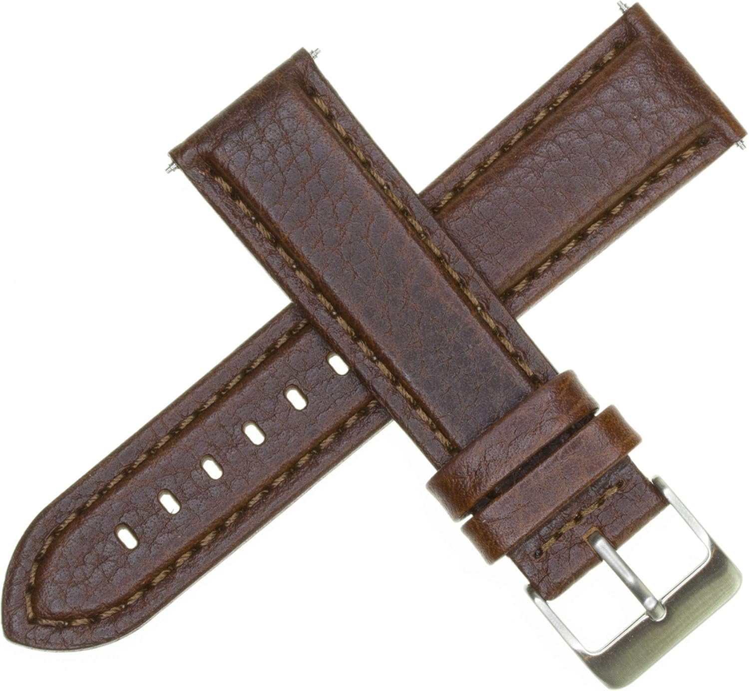 Vintage.G 19mm Genuine Buffalo Leather Strap Brown Watch Band XL Long