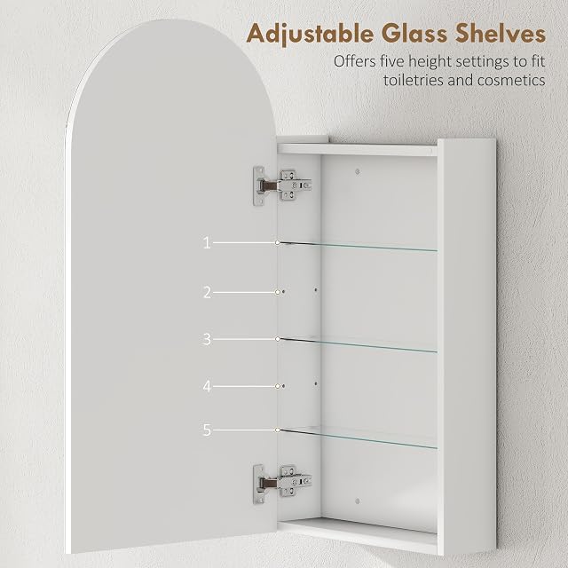Foto 4 de 8 de HOMCOM Armario Espejo para baño de Pared Moderno 40x12x80cm Blanco