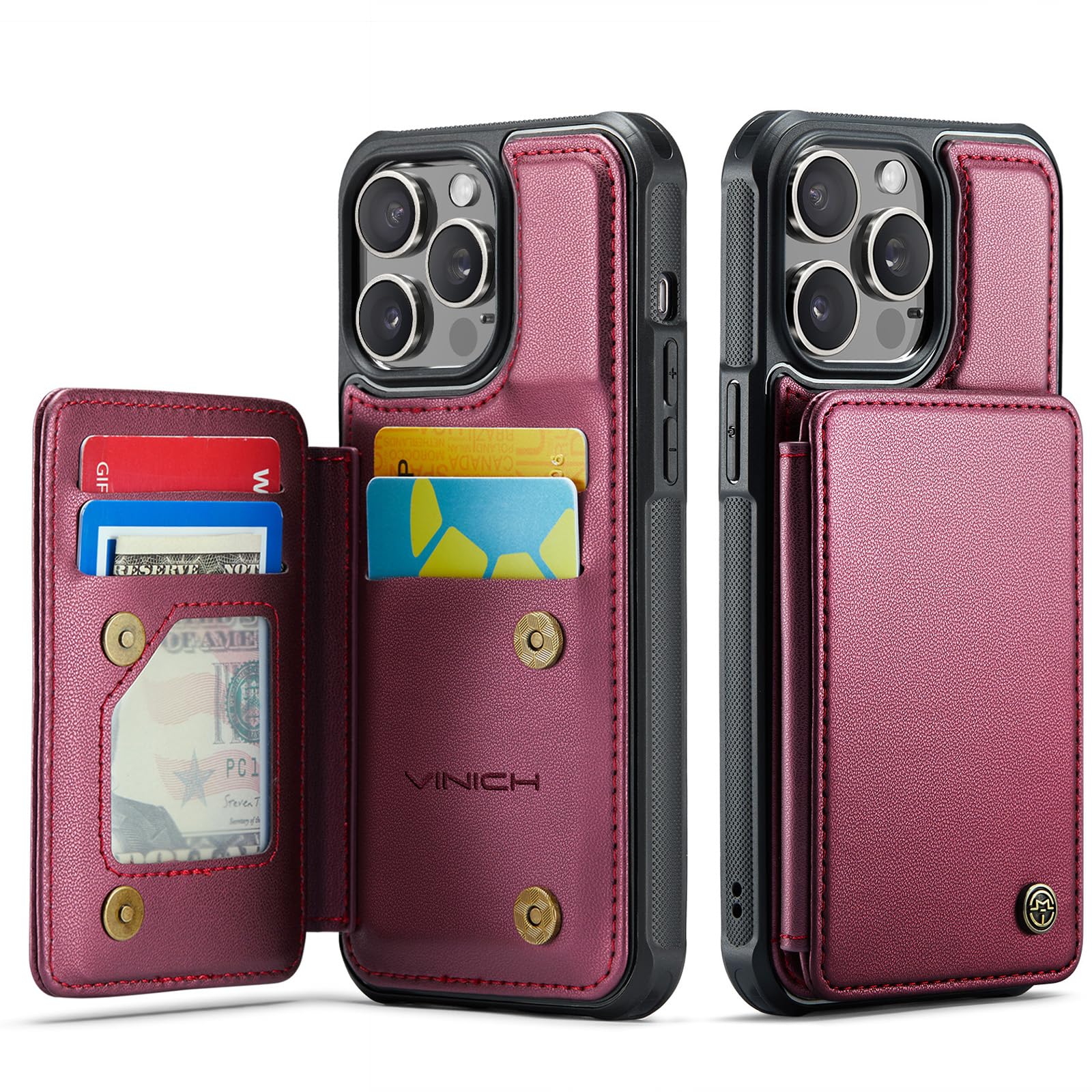 Vinich for iPhone 14 Pro Max Wallet Case with Card Holder, RFID Blocking Credit Slots Kickstand Shockproof Phone Cover Fit for iPhone 14 Pro Max 6.7"