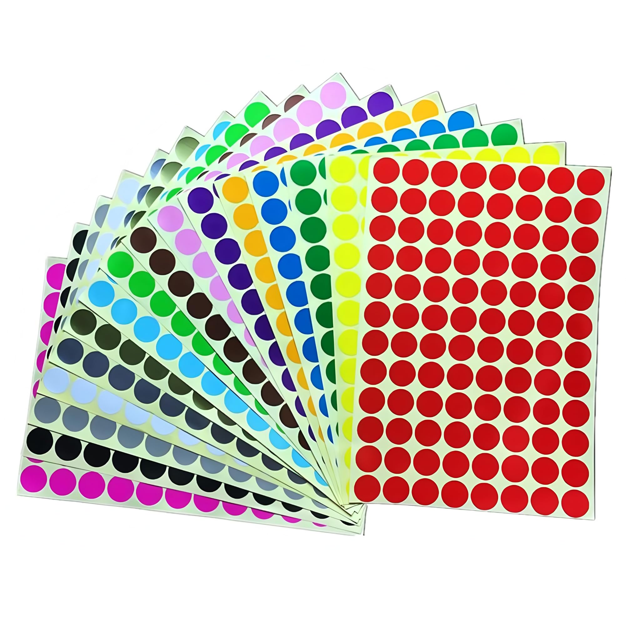 3072 Pieces Coloured Dot Stickers, 16 mm Sticky Round Color Coding Labels, Self Adhesive Circle Price Stickers Dot Labels 16 Assorted Colours for Office, School, Calendar, Organizing