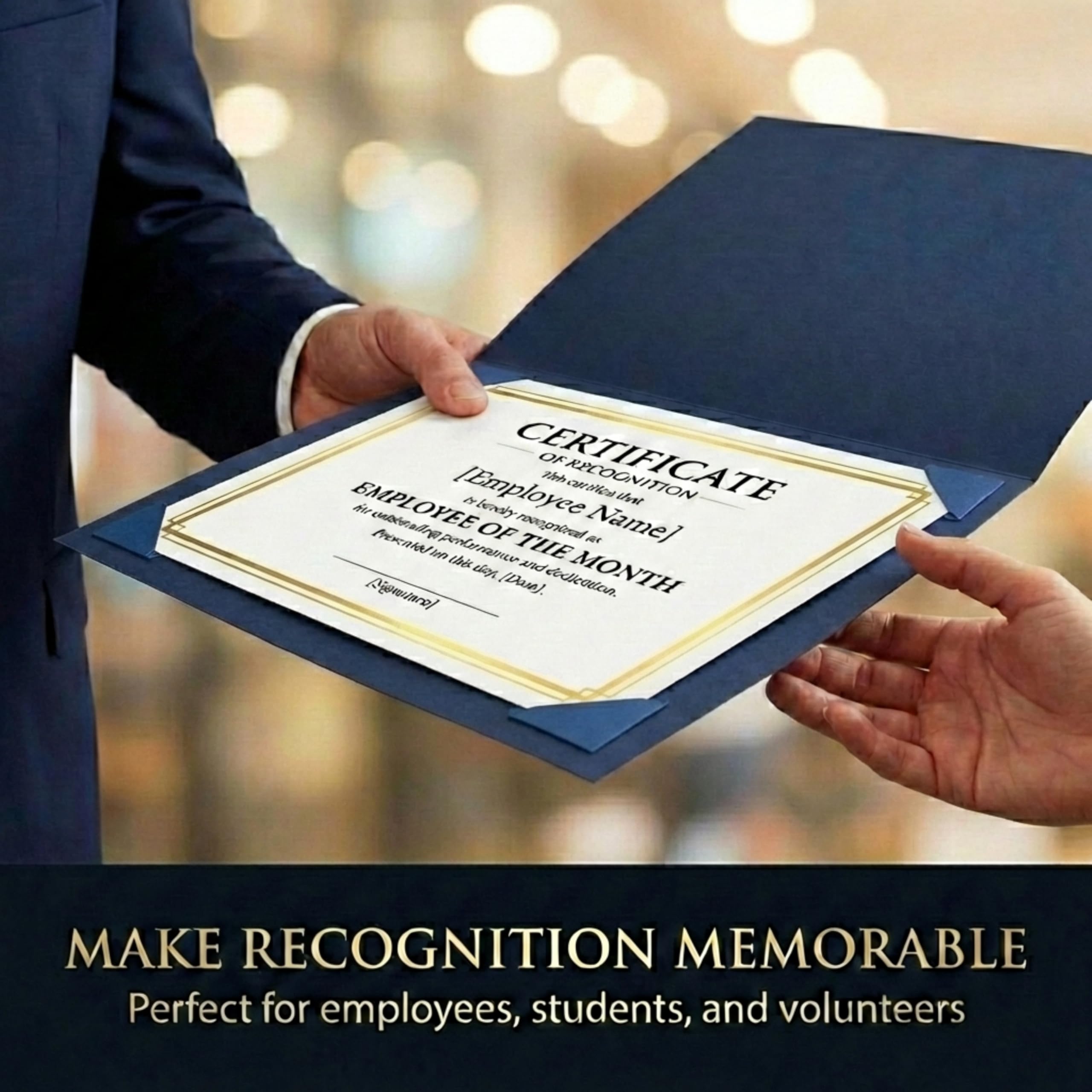 White Specialty Certificates, 50 unidades en blanco, borde de lámina dorada en hojas de papel de 38 libras, 8.5 x 11 pulgadas, compatible con láser y inyección de tinta