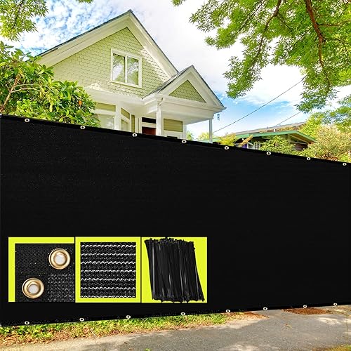 Cubierta para parabrisas de privacidad de valla negra de 4 x 50 pies, con cierre de cremallera, grado comercial, tamaño aceptado