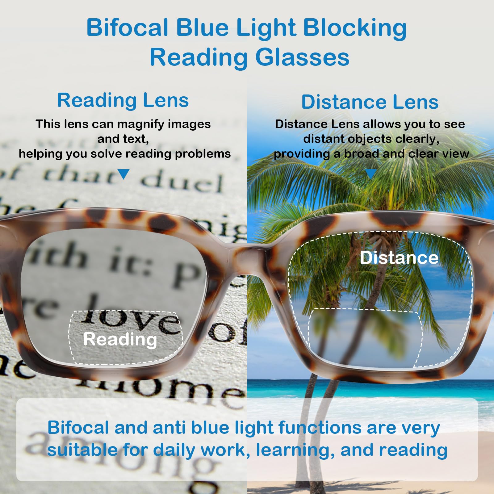 ZUVGEES 3-Pack Oversized Blue Light Blocking Reading Glasses Big Eyeglass Frames Large lens Computer Readers with Spring Hinges (Black+Leopard+Tortoiseshell,2.50) - Image 3