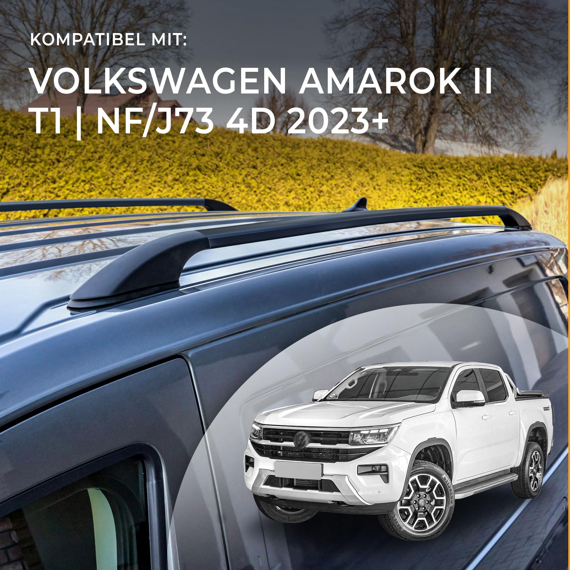 CHROMEMASTER | Dachrelinge Dachträger Kompatibel mit VW Amarok 2023+; Geeignet zur Montage von Dachträgern, Dachboxen und Fahrradträgern | Einfache und Schnelle Montage | Alu