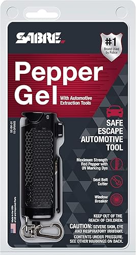 Miniatura 9 de SABRE Safe Escape - Gel pimienta 3 en 1 con cortador de cinturón de seguridad y rompe ventanas, spray pimienta de máxima resistencia, llavero de