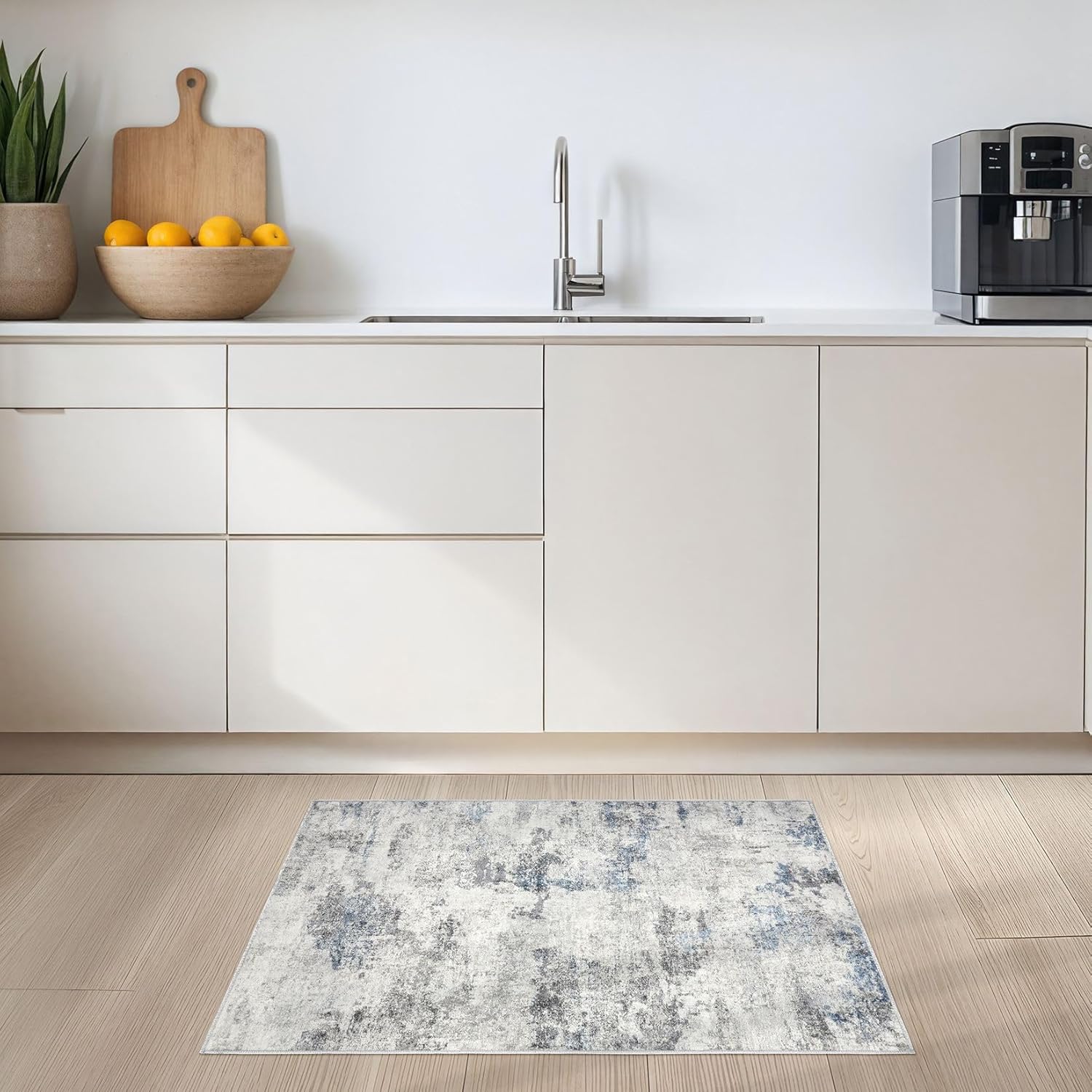 DMOYEST 2x3 Area Rug Washable Small Rugs for Kitchen Bathroom Entryway Bedroom Low Pile Indoor Door mat Modern Abstract Carpet Mat for Living Room Front Door Decor​ - Grey Blue
