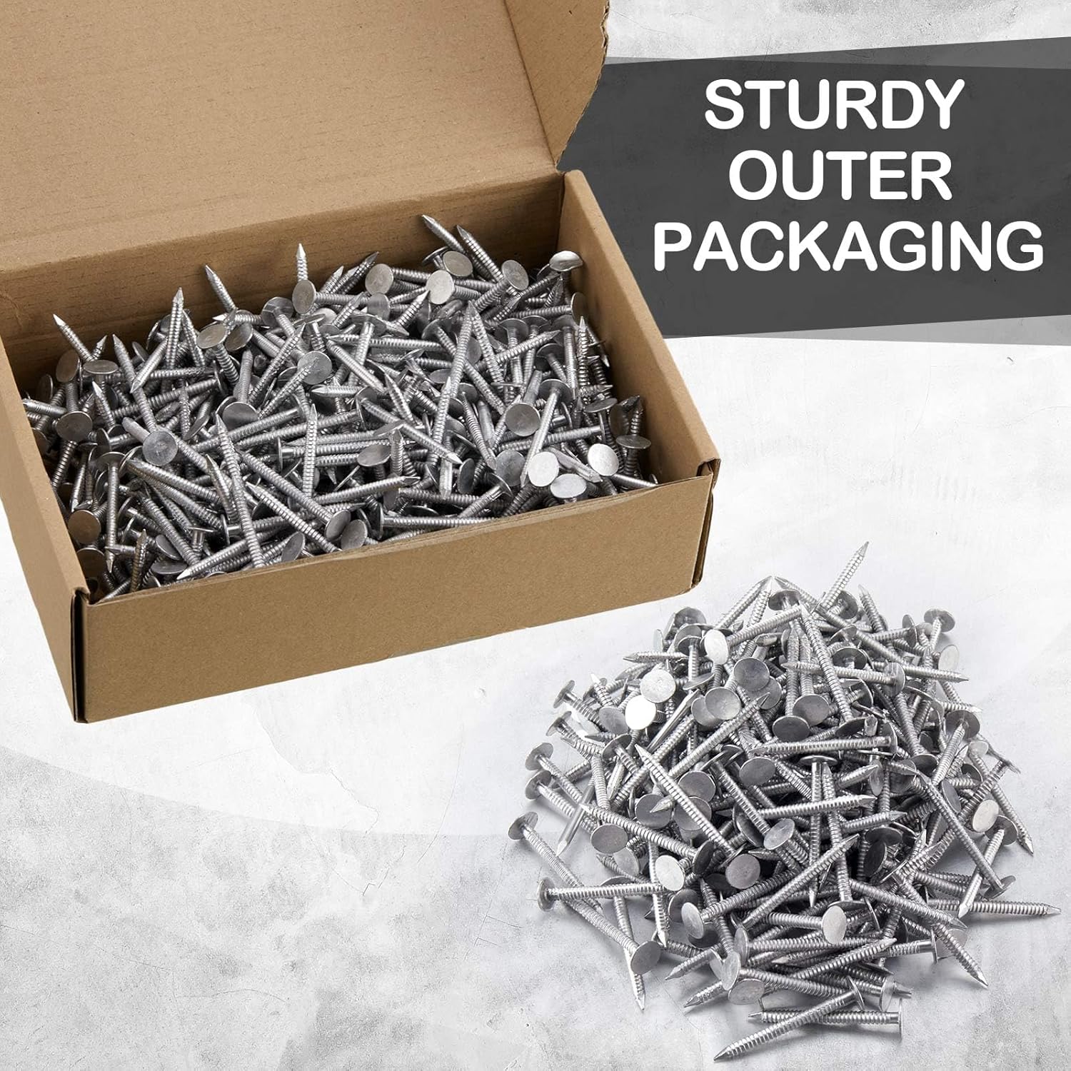 Tandefio 500 Pcs Aluminum Siding Nails 1-3/4 Inch Metal Aluminum Roofing Siding and Panel Nails to Fasten Roofing Felt Wood Decking Insulation Board