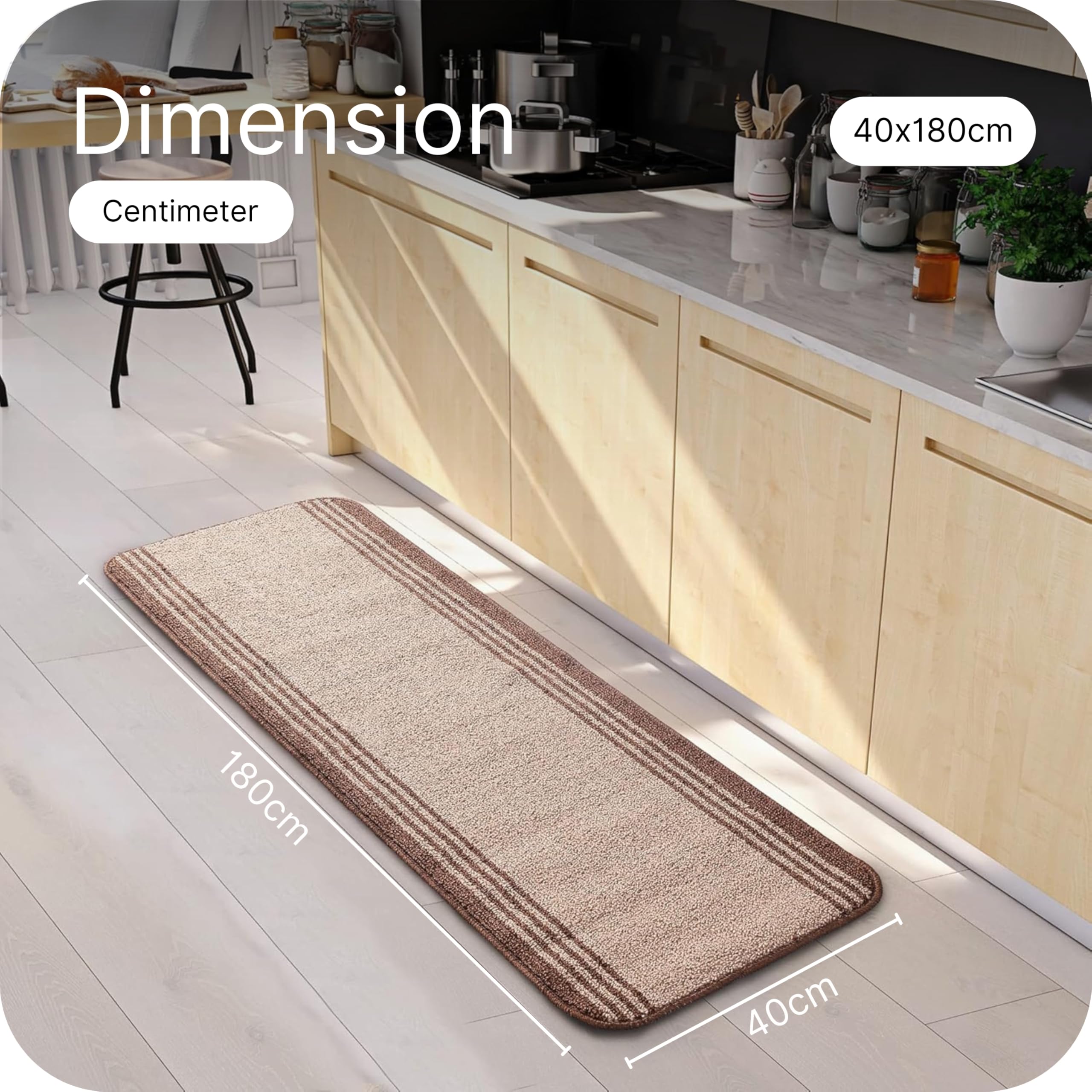 Saral Home Power Soft PP Yarn Durable & Washable Multipurpose Runner for Home/Kitchen/Living Area/Lobby/Office Entrance with Anti Skid Backing (Beige, 40 Cm X 180 Cm) 1