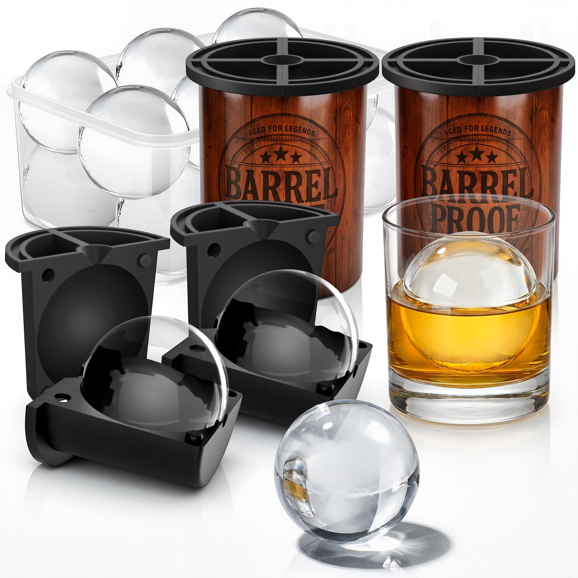 Clear Ice Ball Maker, 2.5" Large Round Ice Cube Mold for Whiskey