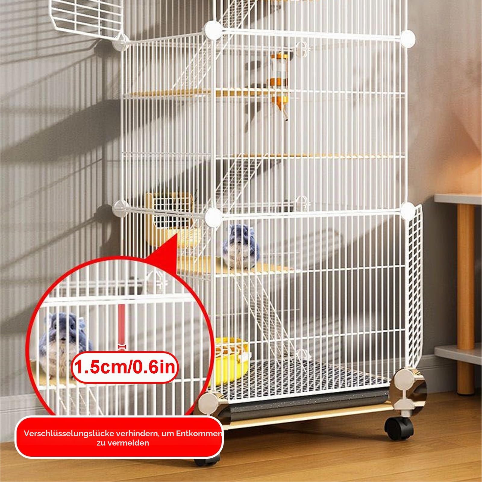 Großer Metallkäfig für Kleintiere, 5-stöckig, mit Universalrädern, für Ratten, Frettchen, Chinchillas, Meerschweinchen und Hamster