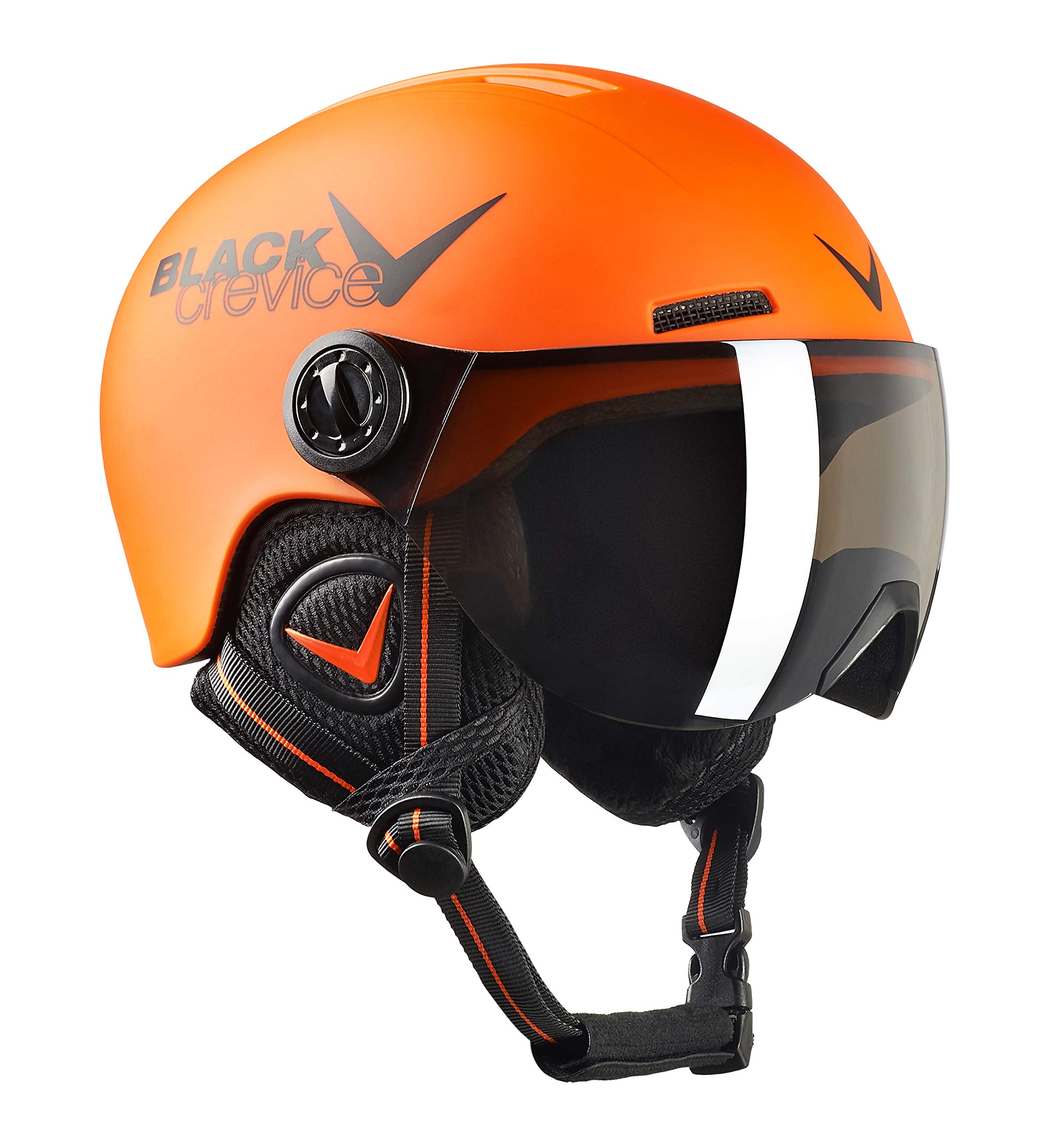 BLACK CREVICE Casco de esquí para niños Leogang I Casco esquí con viseraestilo piloto I Casco Snowboard para niños y niñas I Casco esquí Transpirable I Tamaño Ajustable