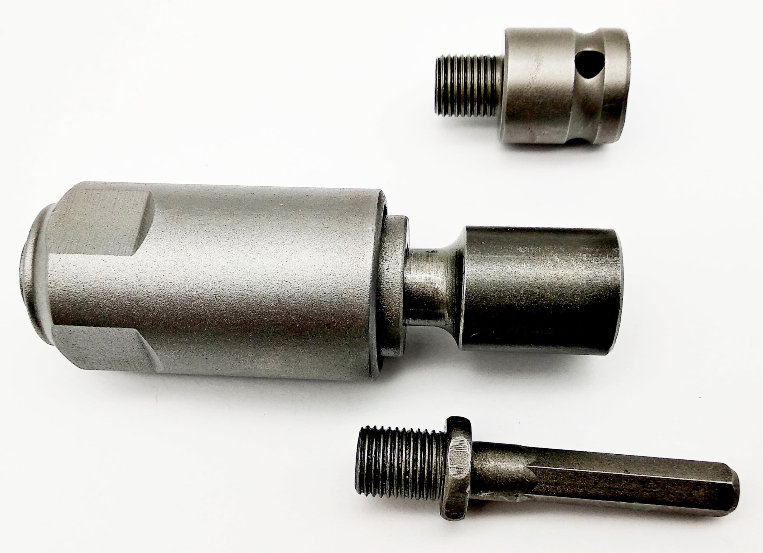 kompakter HEX 6Kant (10mm) Adapter für kleine 13mm Spann Bohrfutter (Akkuschrauber) und 1/2 (Schlagschrauber) zu SDS Plus Aufnahme Bohrer Meißel HEX 6 Kant auf SDS-Plus L: nur 150mm
