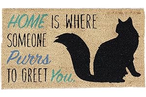 DII Pet Print Collection Natural Coir Doormat, 17x29, Home Cat Sprouting Microgreens