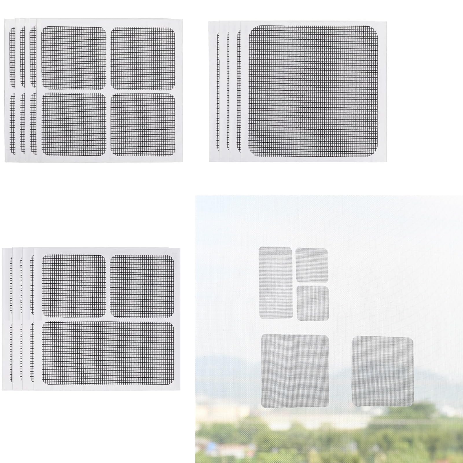 Window Screen Patch Repair Kit 12 Sheets Screen Door Replacement Repair Patch Strong Adhesive Fiberglass Quick Window Screen Mesh Tape