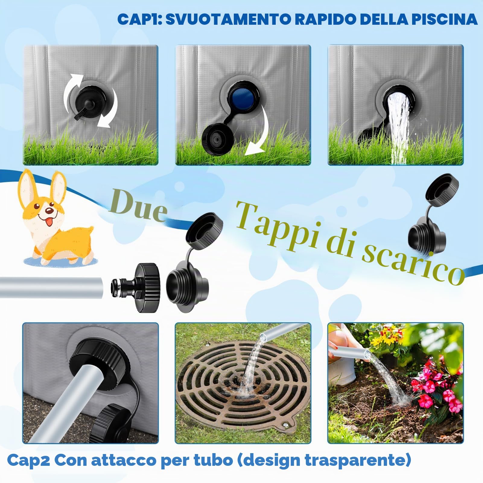 Gindoly piscina per cani Pieghevole,piscina per cani grandi&piccola,piscina per bambini da esterno,PVC robusto e resistente, antiscivolo,Rotondo, Grigio-140 * 30cm