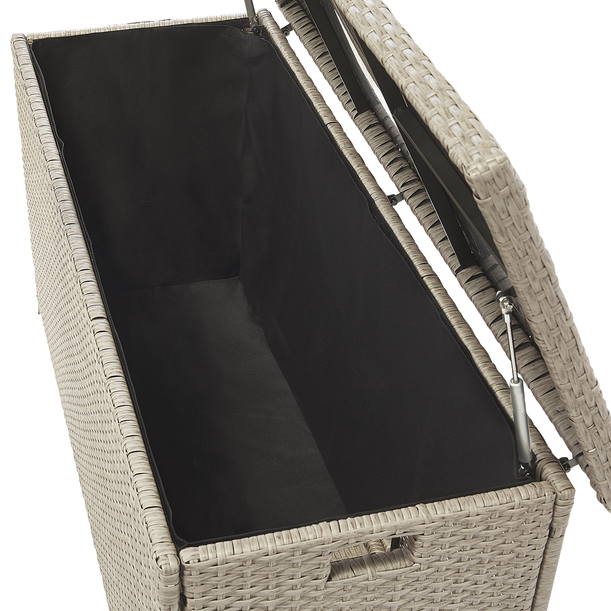 Beliani Coffre de Rangement Extérieur 126 x 46 cm en Rotin Beige Taupe Idéal pour Stockage d'Accessoires de Jardin et Coussins Durable et Décoratif