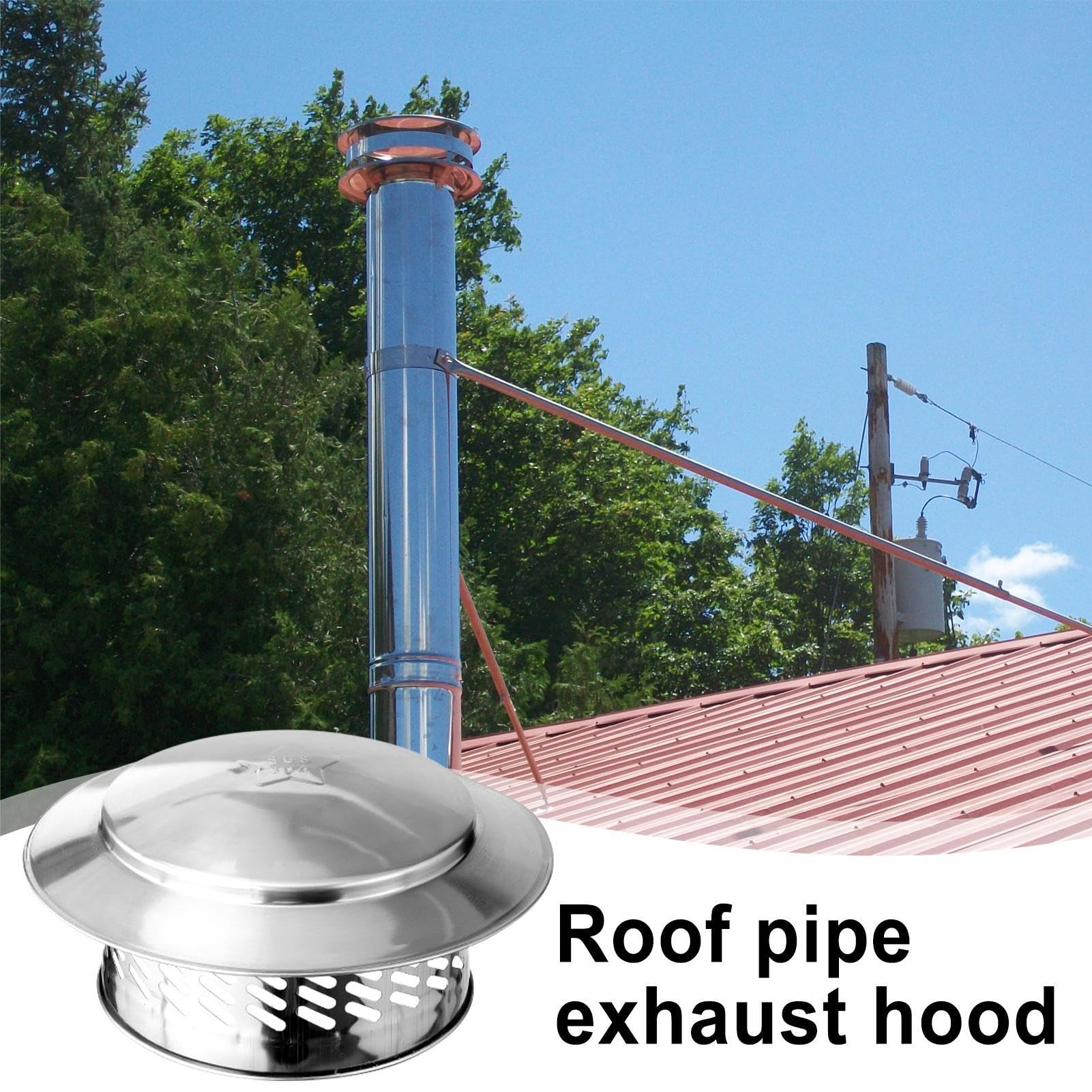 L Cloud Cima per Canna Fumaria in Acciaio Inox per Ventilazione, Parapioggia Tappo Canna Fumaria Protettore Fine Facile Installazione La Copertura
