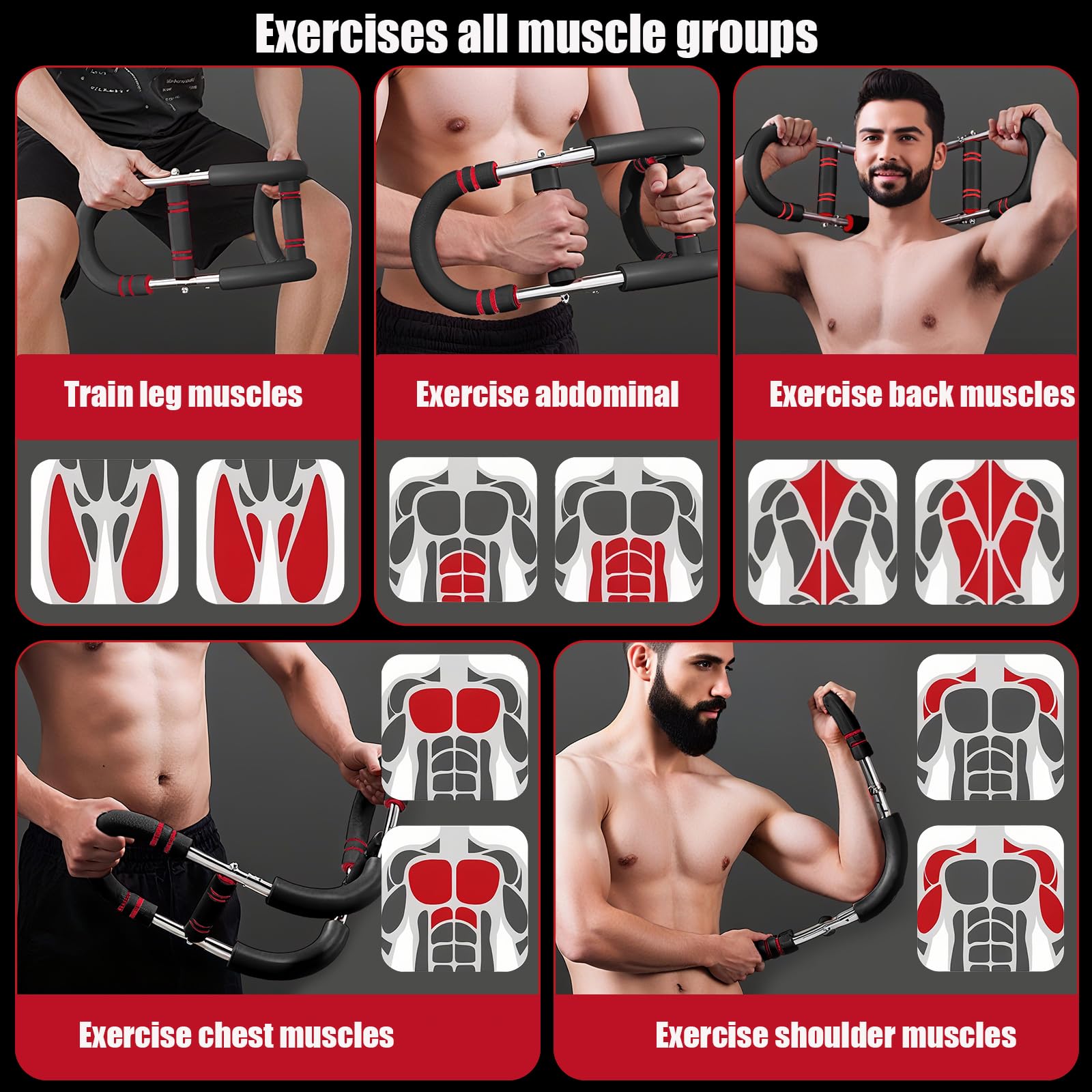 Power Twister Armtrainer - Verstellbarer Brusttrainer 30-50KG für Zuhause | Oberkörper Trainingsgerät für Bizeps, Trizeps & Unterarm | Robuste Stahlfeder Fitnessgerät für Männer & Frauen