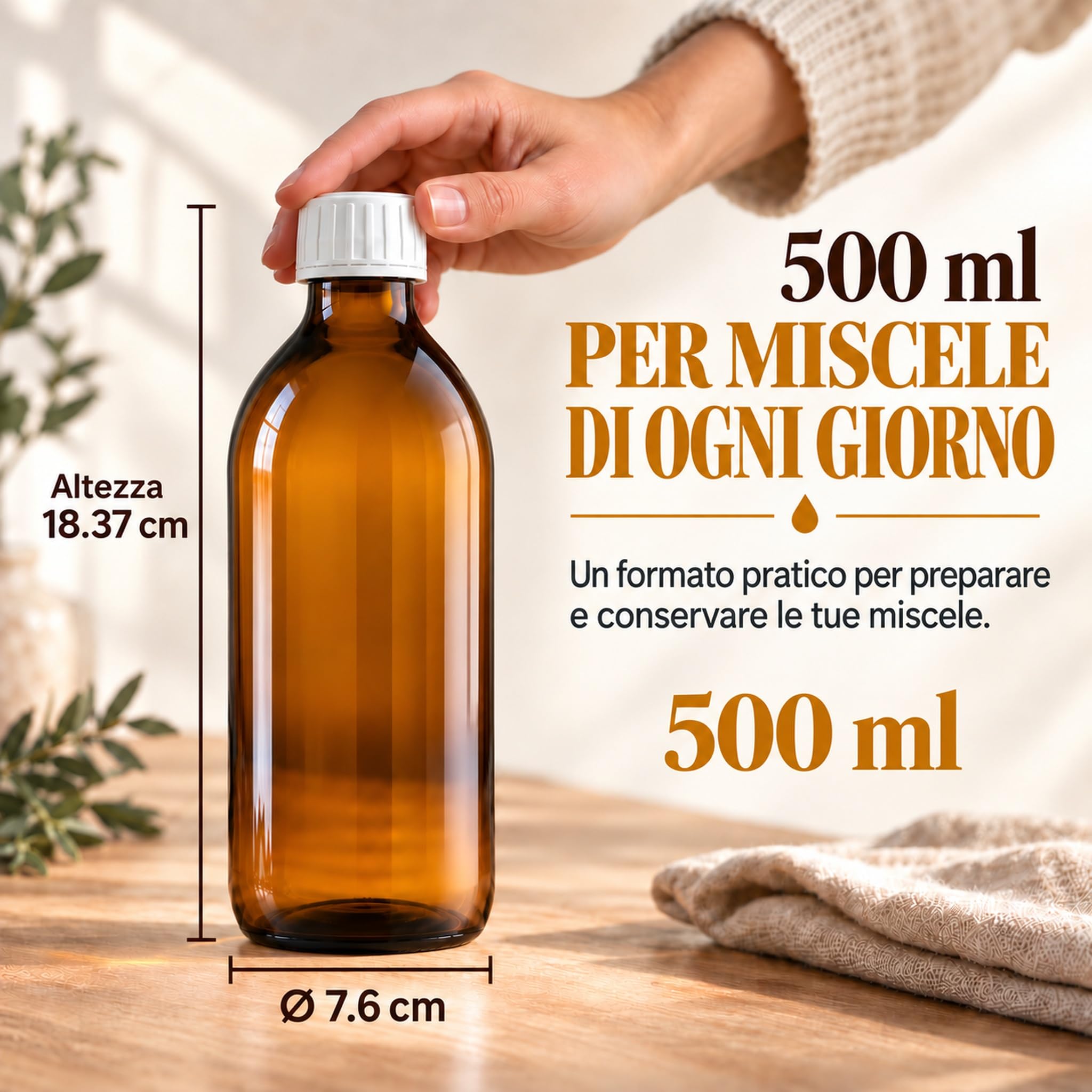 GiDeli Bottiglie Vetro Ambrato 500 ml con Tappo a Vite - Set da 20