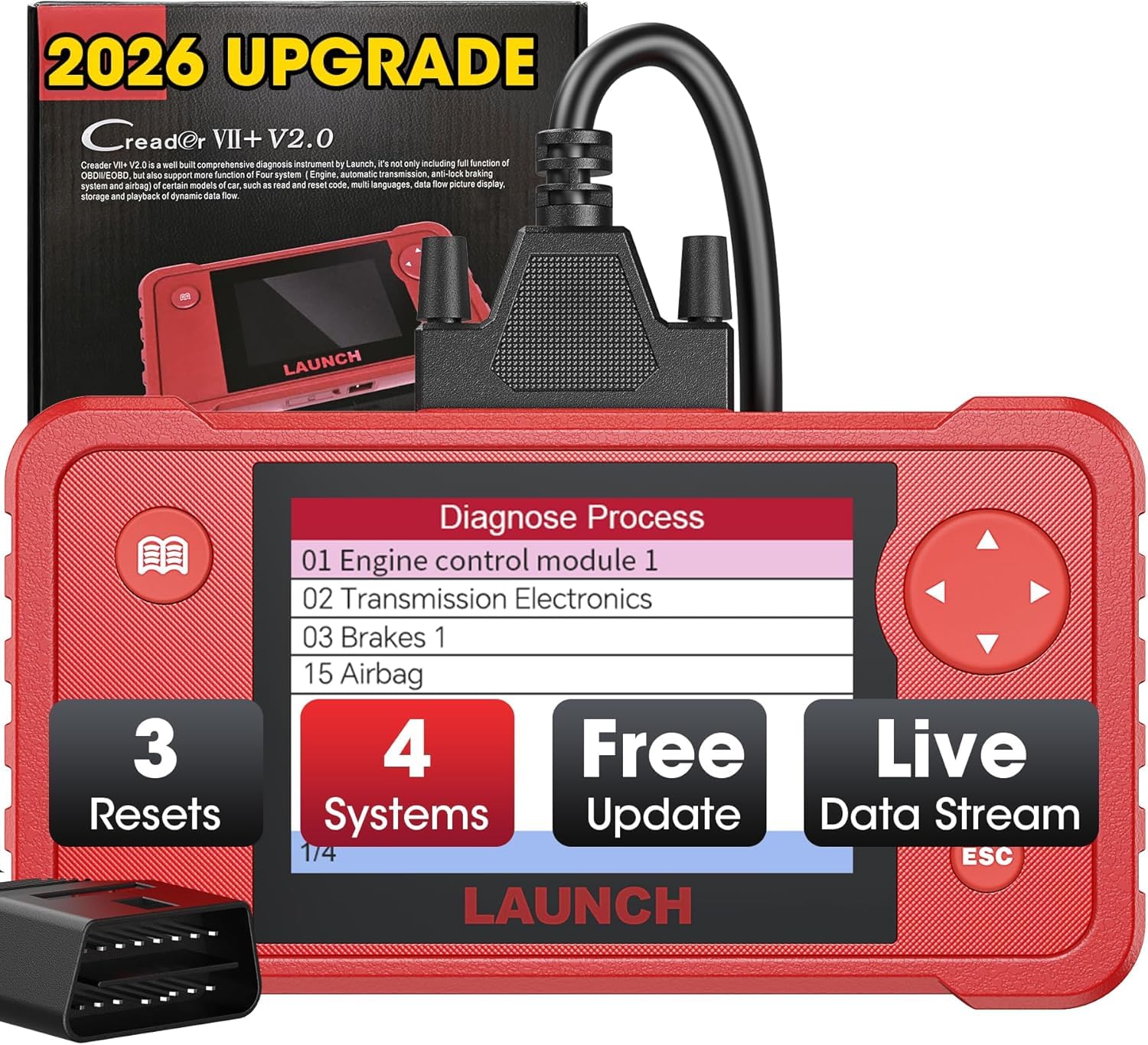 LAUNCH X431 4-System Car Diagnostic Scanner with 3 Reset Functions