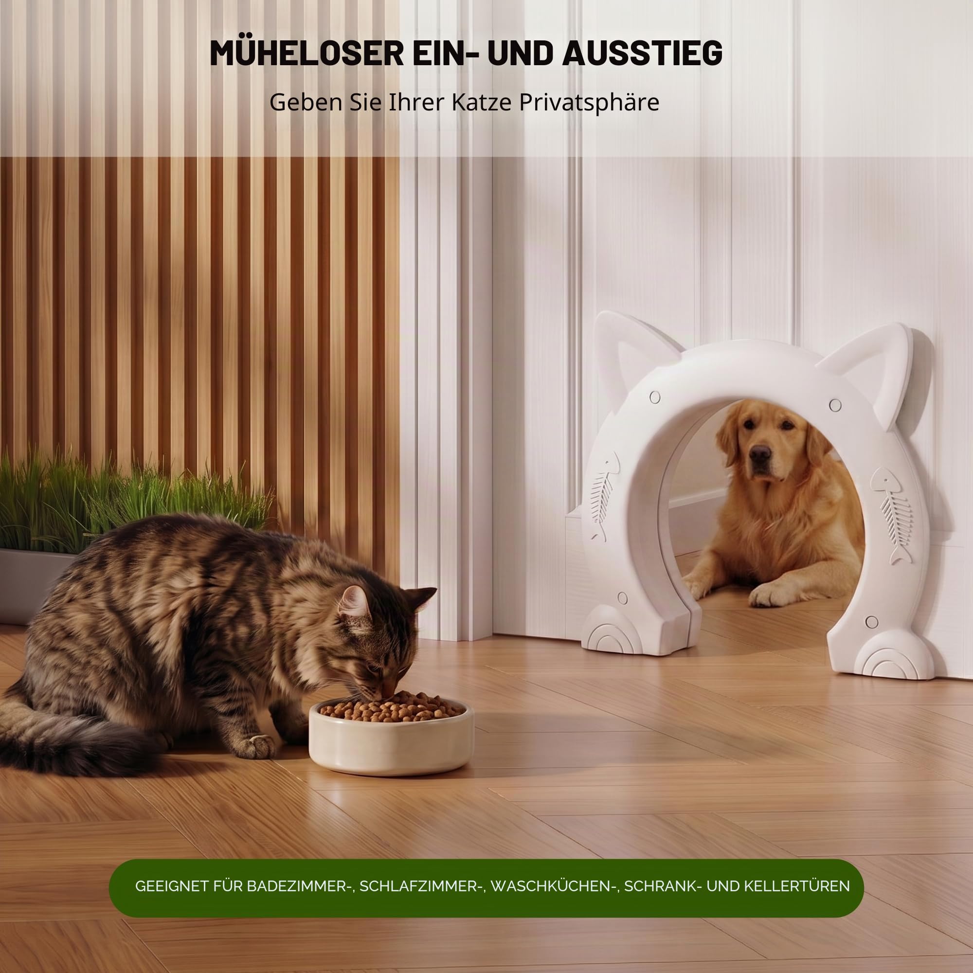 Wordcam XL Große Katzentür Innentür, Katzentür für für den Innenbereich für alle Katzen, Haustiertüren für Katzen, Kätzchen und kleine Hunde (Weiß)