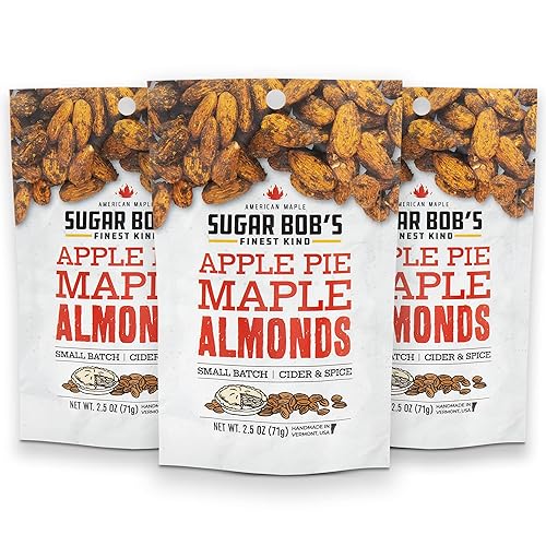 Sugar Bobs Finest Kind Vermont Tarta de manzana Almendras Azúcar de Arce Almendras tostadas lentas revestidas con especias tradicionales de pastel