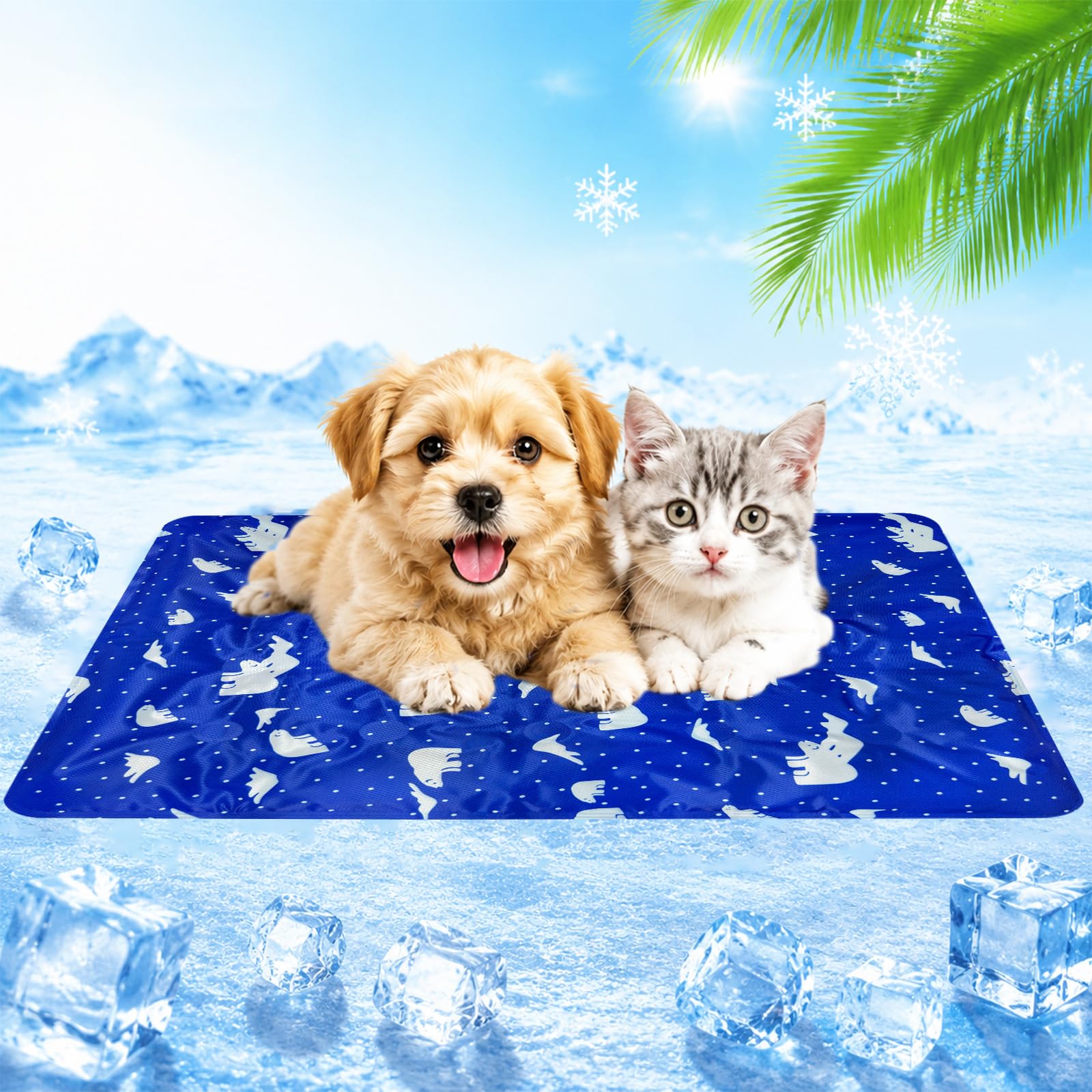 Cama Refrescante Perro, Almohadilla de Gel Autorefrescante Duradera e Impermeable para Perros y Gatos, Manta de Hielo Que Mantiene a Las Mascotas Frescas en Verano(Dark Blue, 50x60cm)