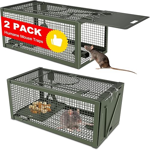 2 PCS Trampas Humanas para Ratones y Ratas, Trampas para Ratones, Ardillas Listadas y Ardillas, y Otras Jaulas para Animales Vivos de Captura y