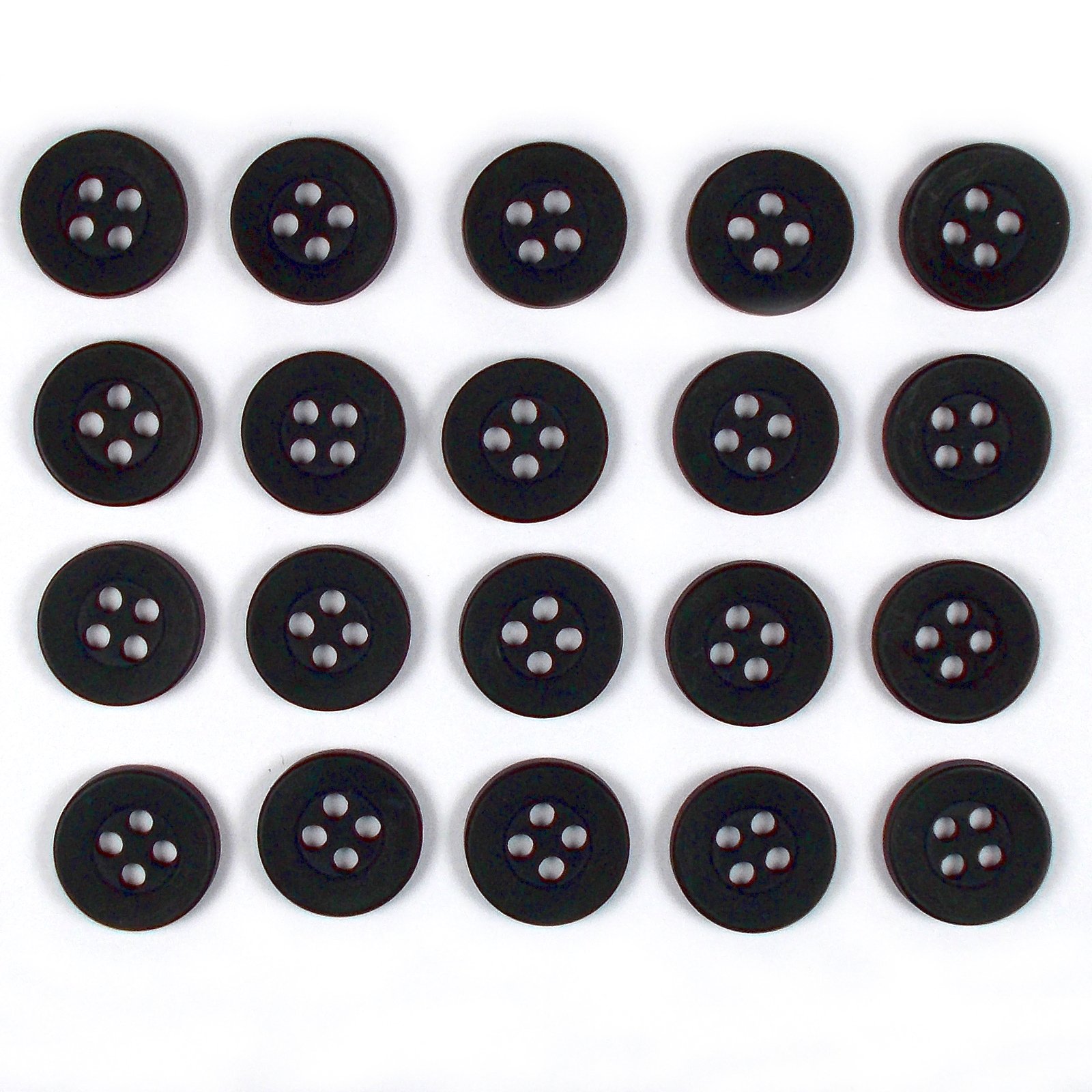 Push The Button Dark Brown Colour 4 Hole Round Shirt Buttons 10Mm Wide Pack Of 20 (Dark Brown)