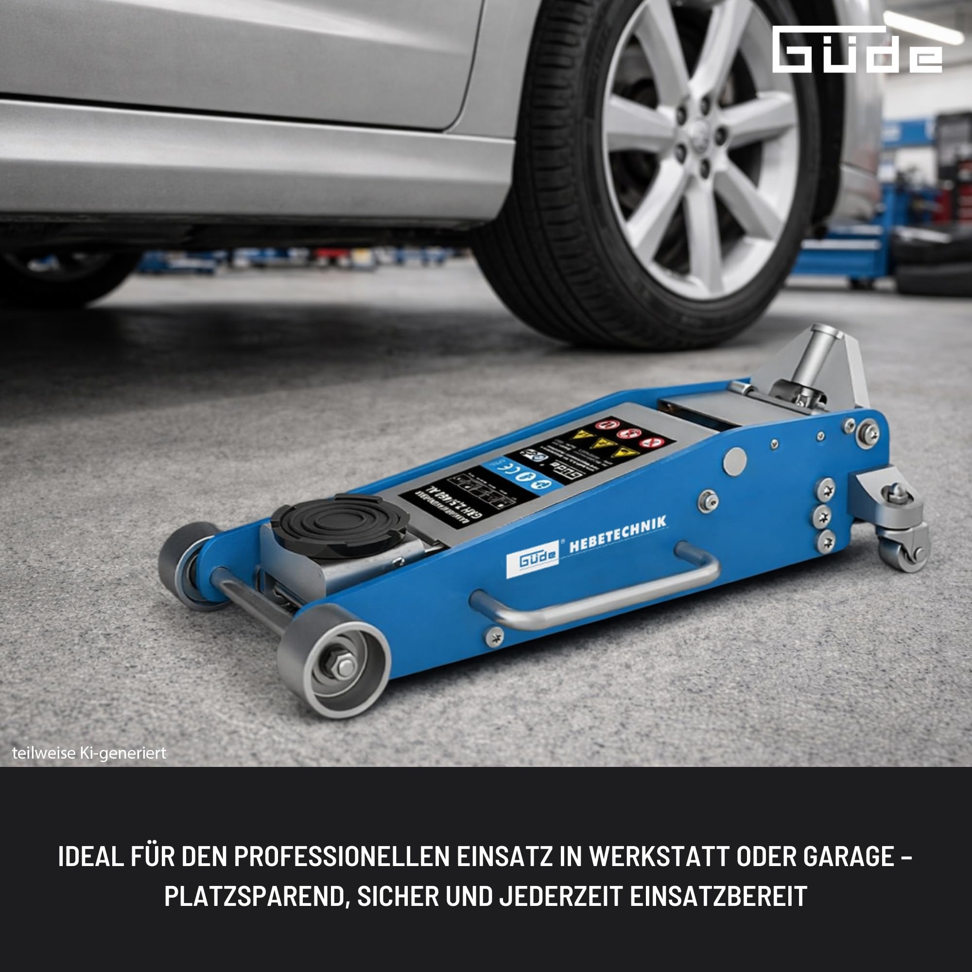 Güde GRH 2,5/460AL Rangierwagenheber 2,5 Tonnen Hubkraft 11 cm Lastteller-Durchmesser 46,5 cm Hubhöhe Doppelzylinder Stahl Aluminium