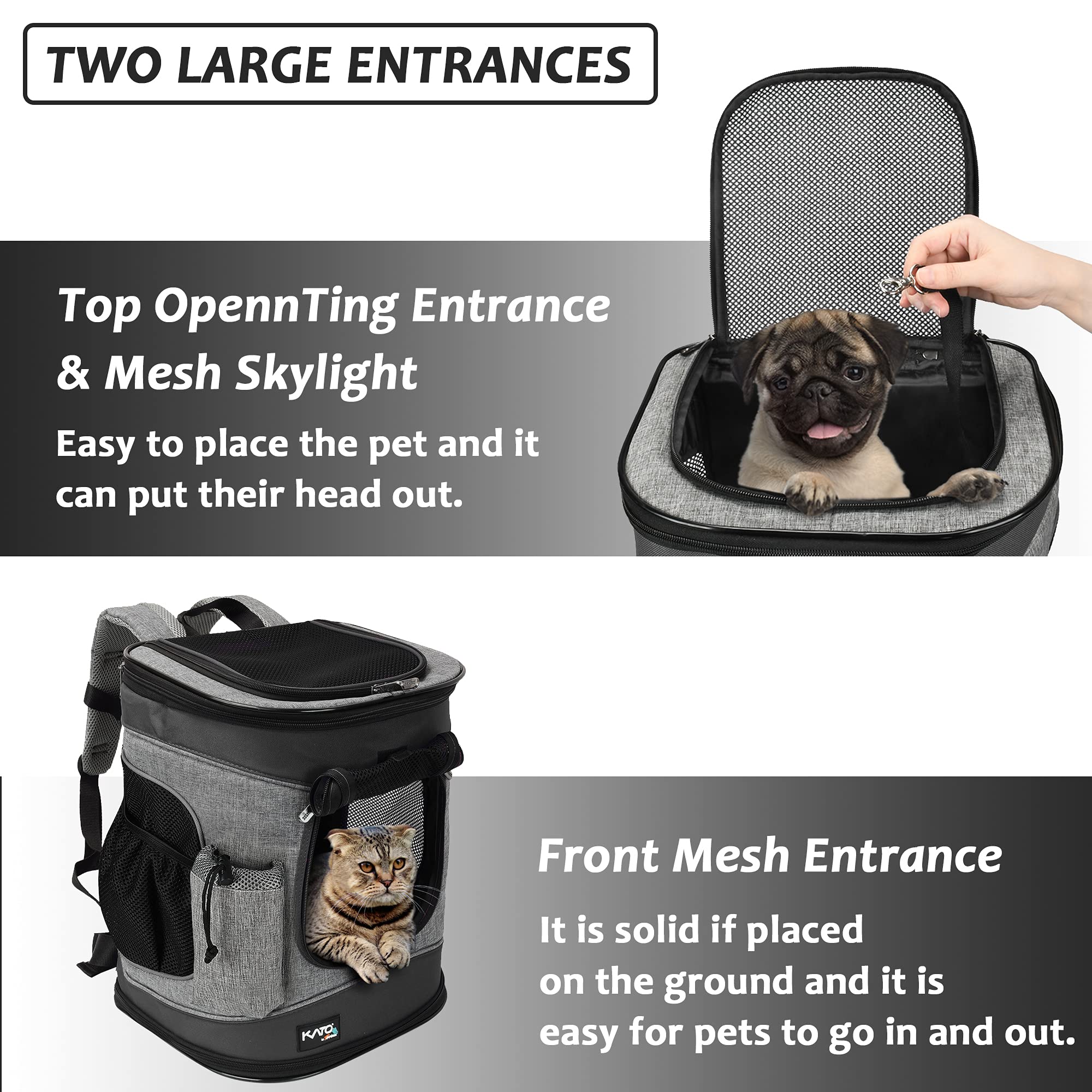Kato Tirrinia Pet Dog Carrier Zaino, Pet Carrier Bag con Rete per Cani Medi Gatti, 1.5lbs Cucciolo Zaino Carrier Borsone Portatile per All'aperto