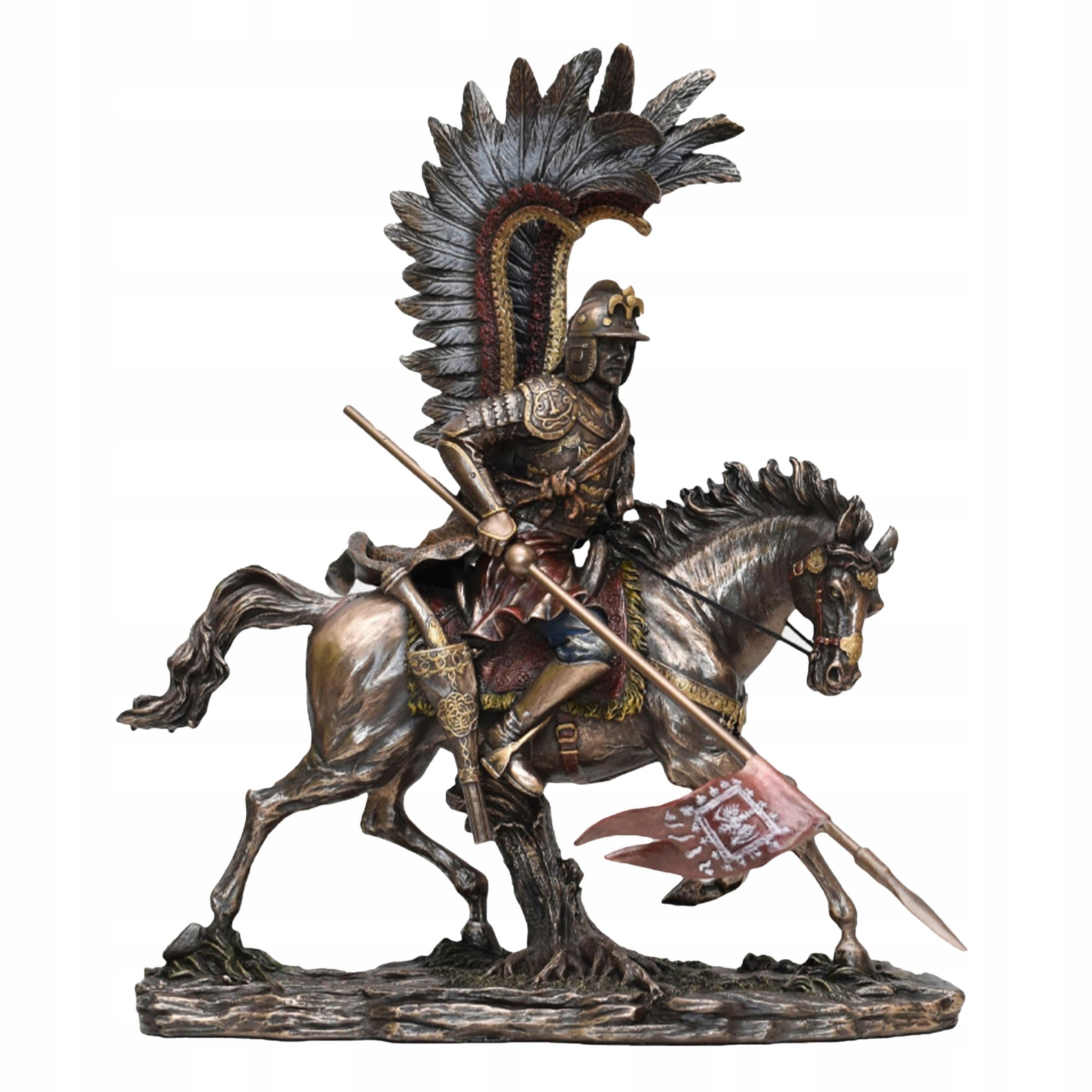 Bronze Sculpture Art - Húsar polaco a caballo, figura de un histórico guerrero polaco de 32 cm – para un coleccionista – Decoración