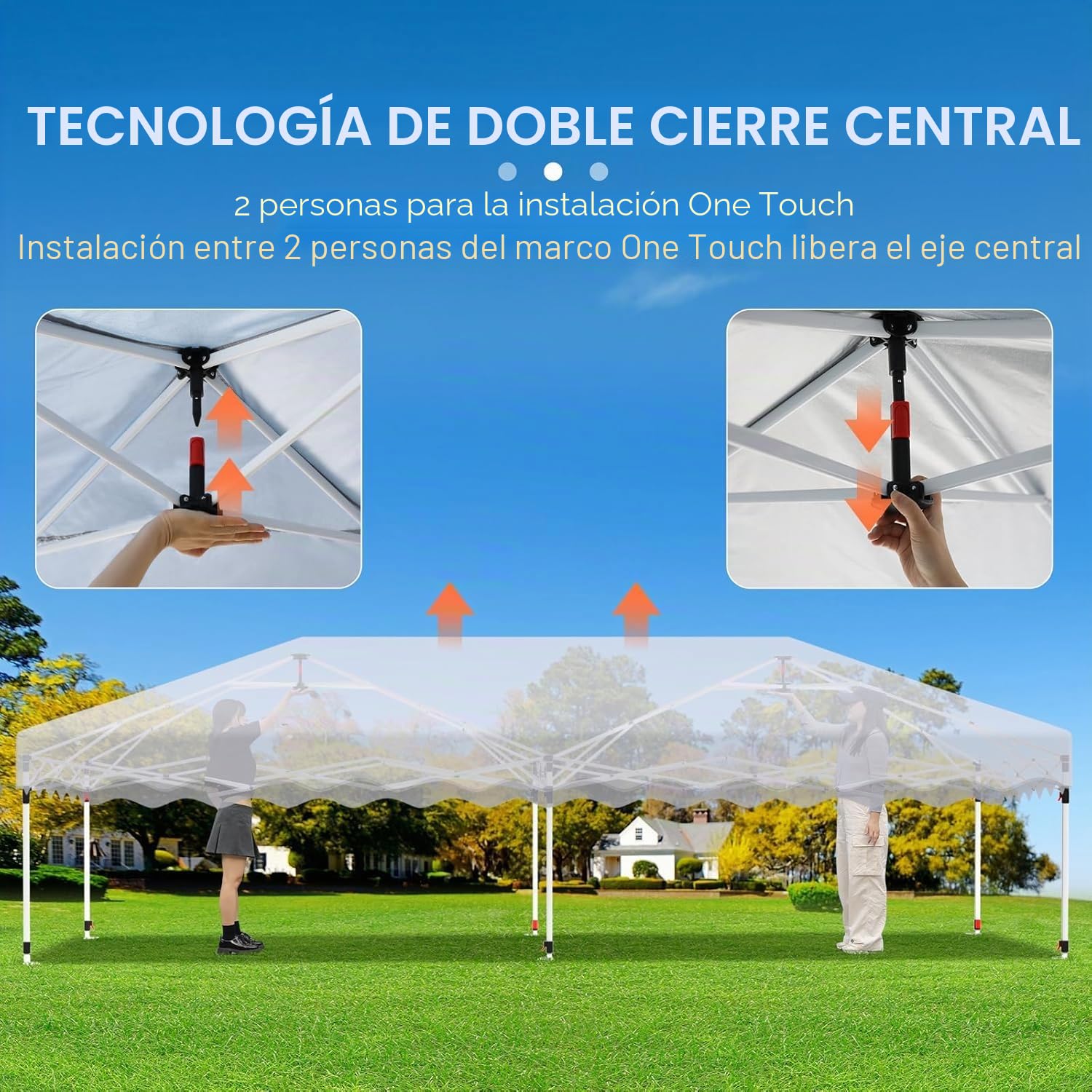 Carpa Plegable Pop-up 3x6M,Gazebo 3x6 con un Solo Empuje, Impermeable Pabellón de jardín con 6 Paneles Laterales, Tienda de campaña para Fiestas al Aire Libre, para Festival/Camping/Mercado, Blanco