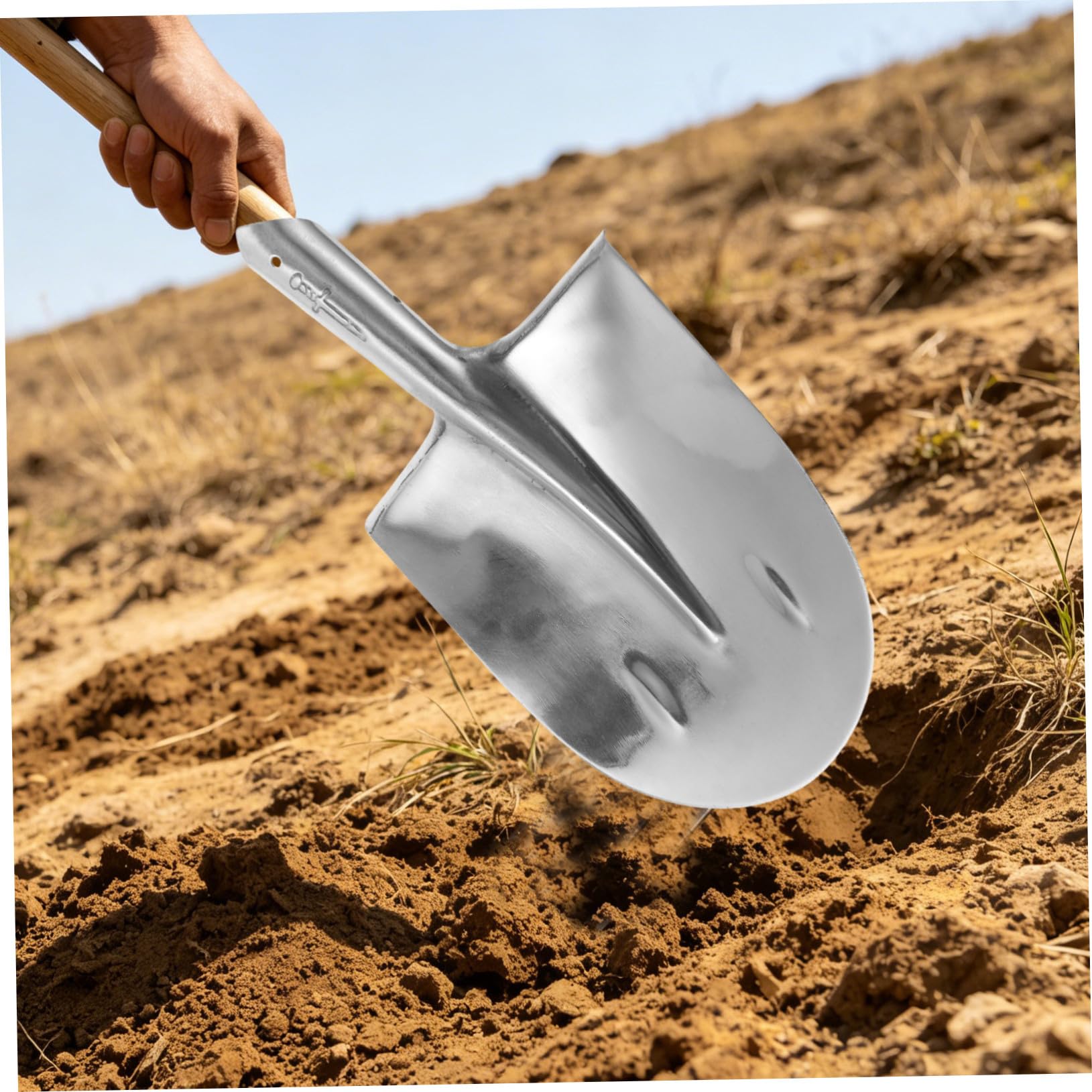 TOYANDONA Pala da Giardino in Acciaio con Punta Arrotondata Resistente Agli Urti per Uso Agricolo e Paesaggistico, la Rimozione della Neve e Lavoro del Terreno